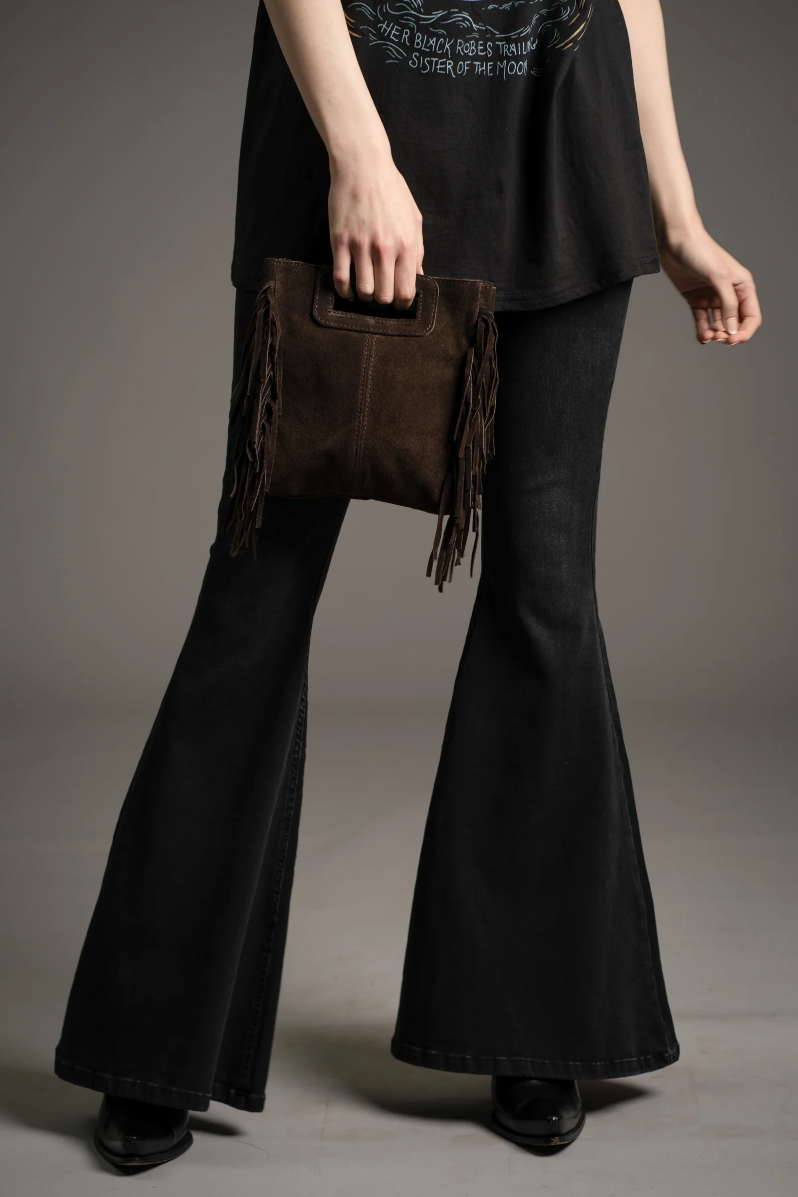 Annabella Chocolate Genuine Suede Bag - Image 3