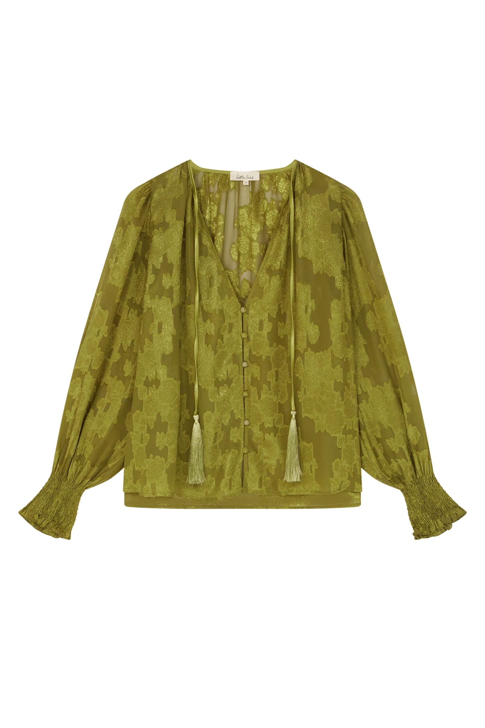 Cassia Olive Chiffon Smock Top - Image 7