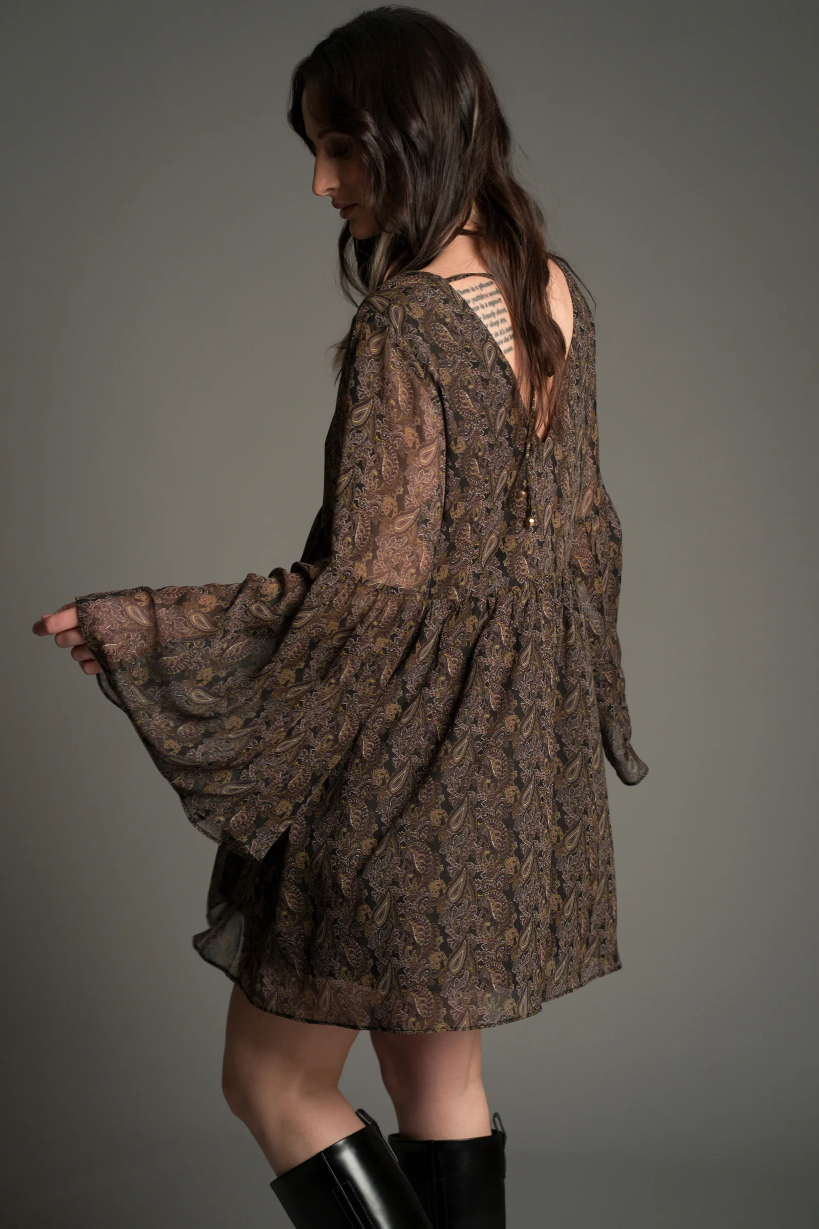 Cinnamon Girl Paisley Chiffon Smock Dress - Image 3
