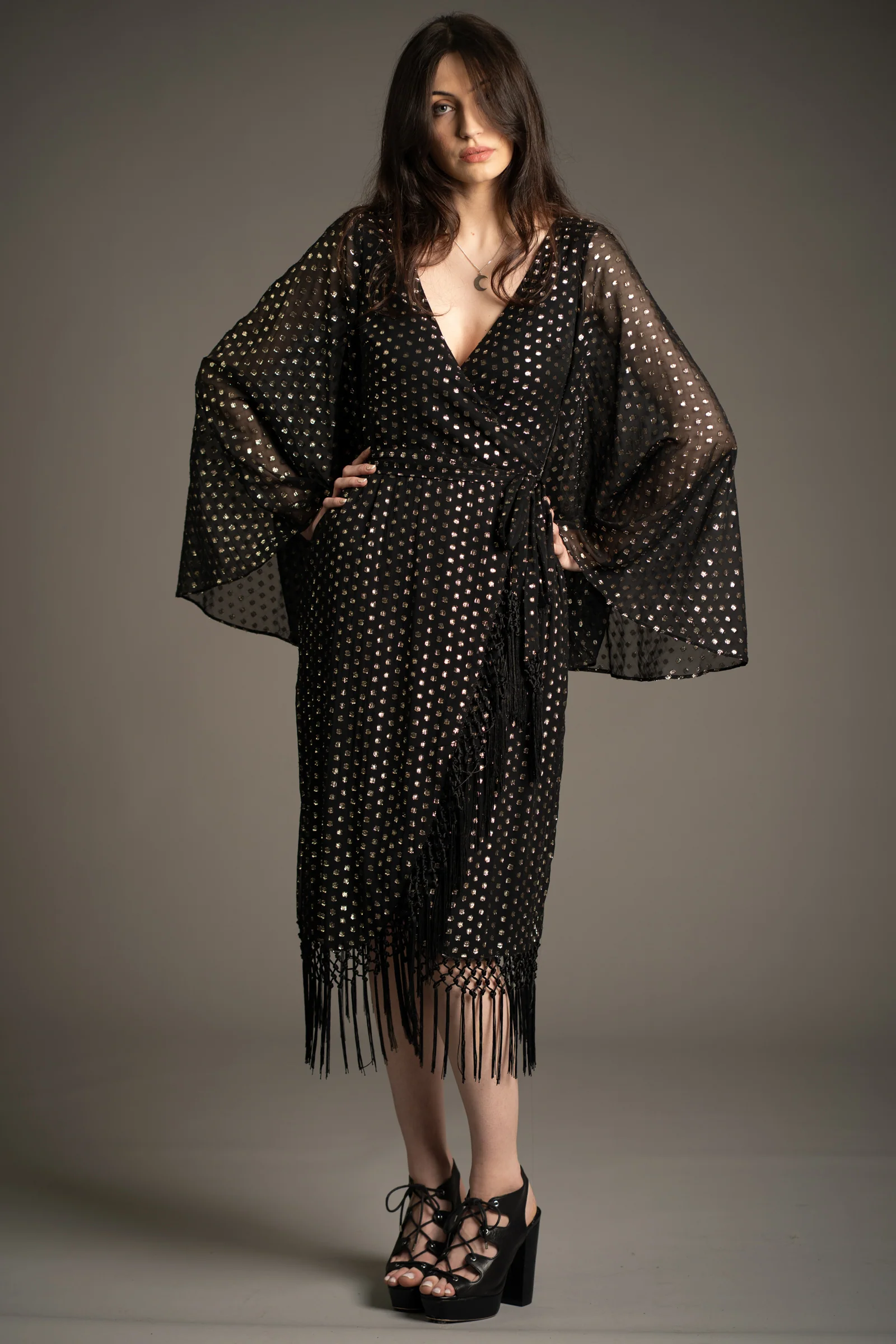 Cosmic Dancer Metallic Wrap Dress - Image 8