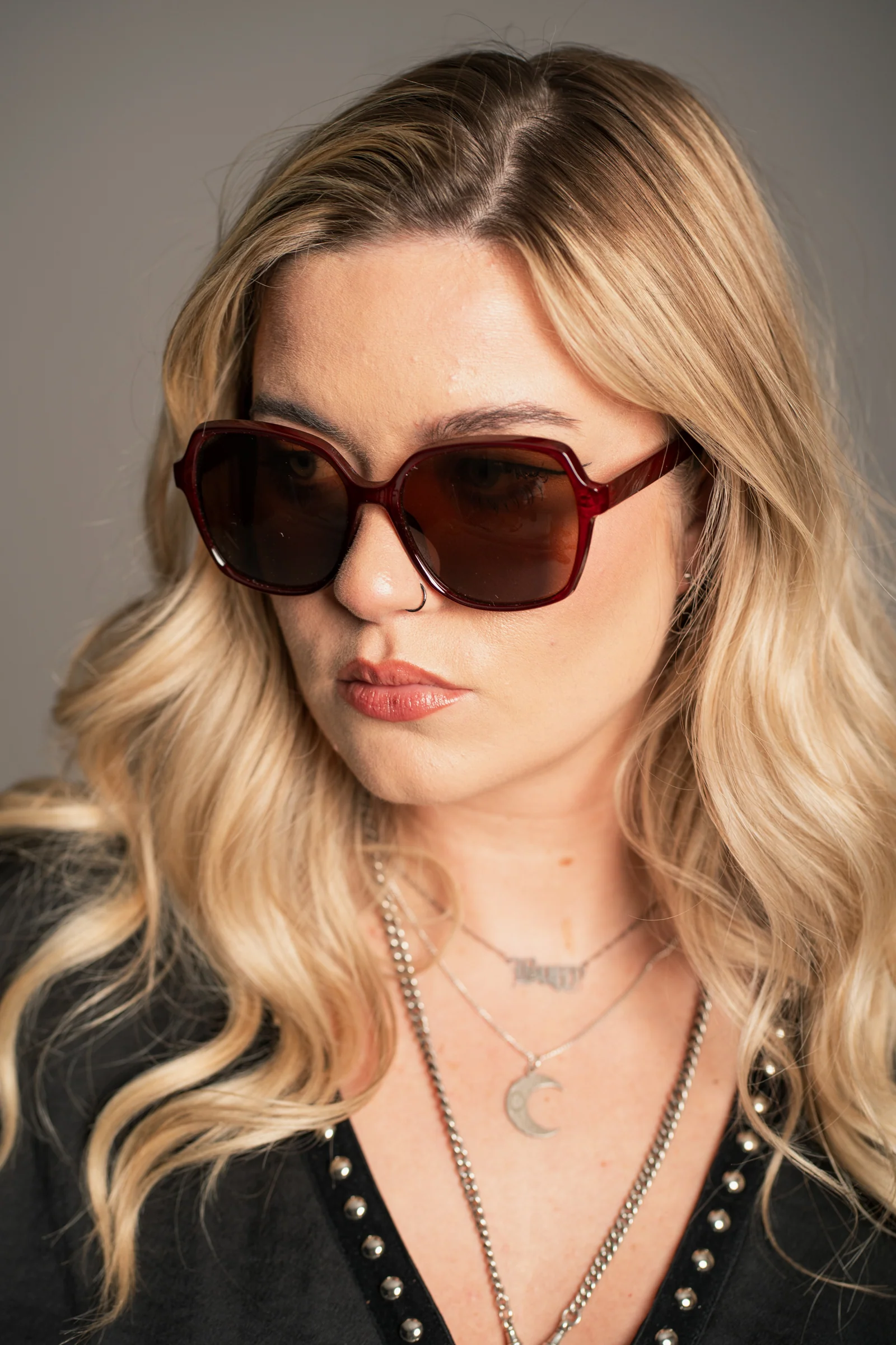 Diana Crimson Red Retro Sunglasses - Image 4