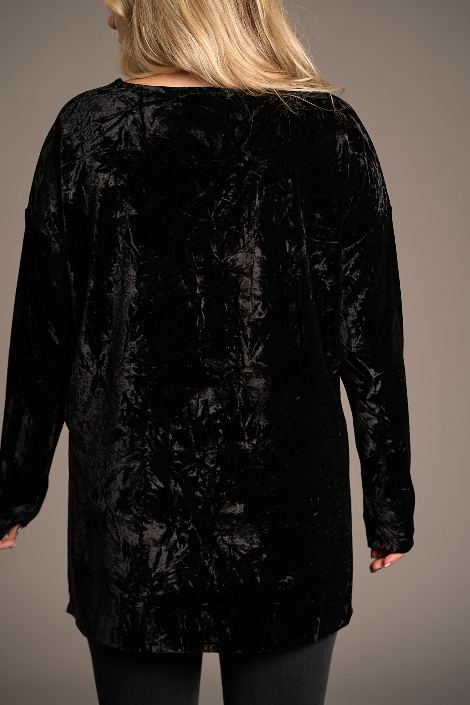 Dylan Black Crushed Velvet Tee - Image 4