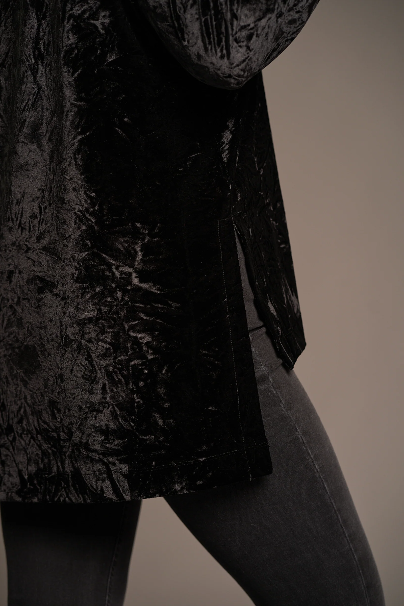 Dylan Black Crushed Velvet Tee - Image 6