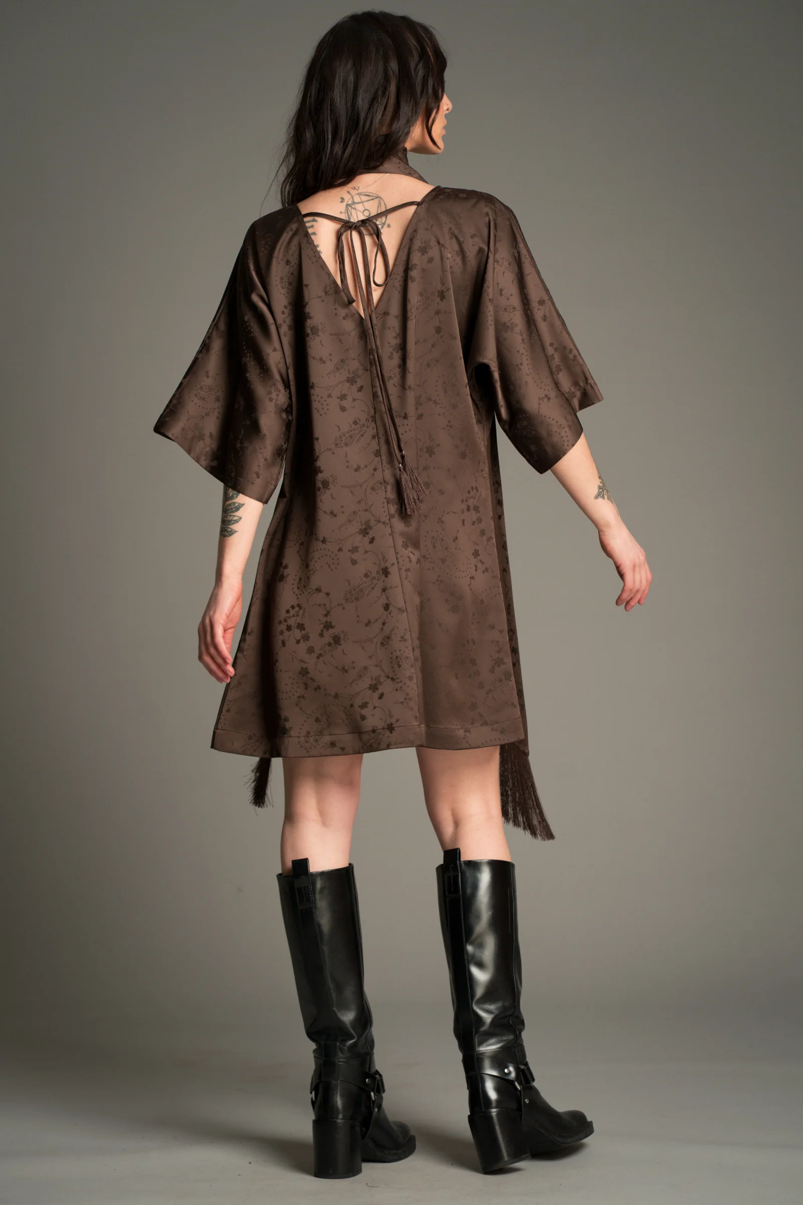 Evermore Espresso Batwing Mini Dress - Image 6