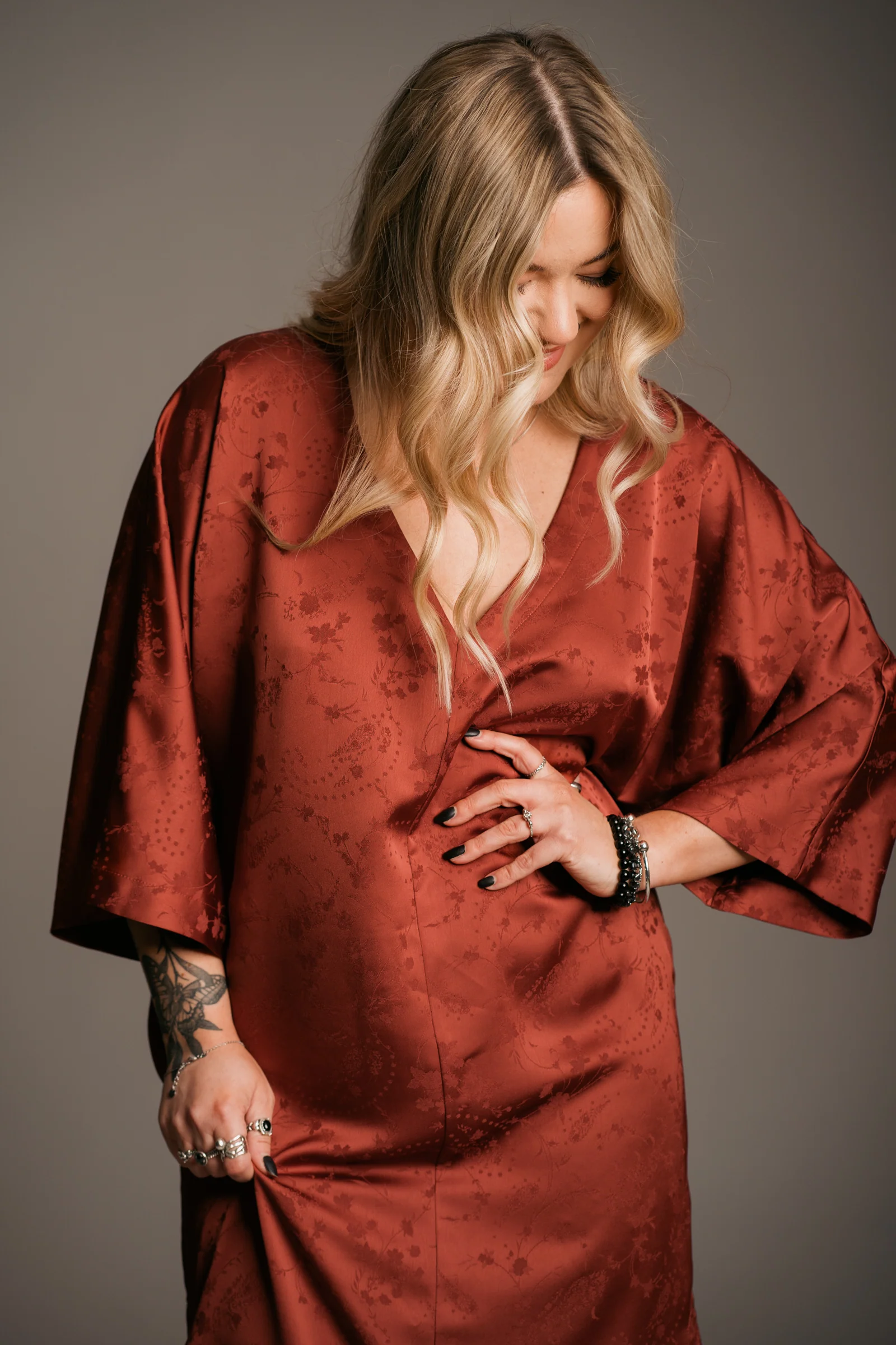 Florence Rust Fringed Kimono Dress - Image 4