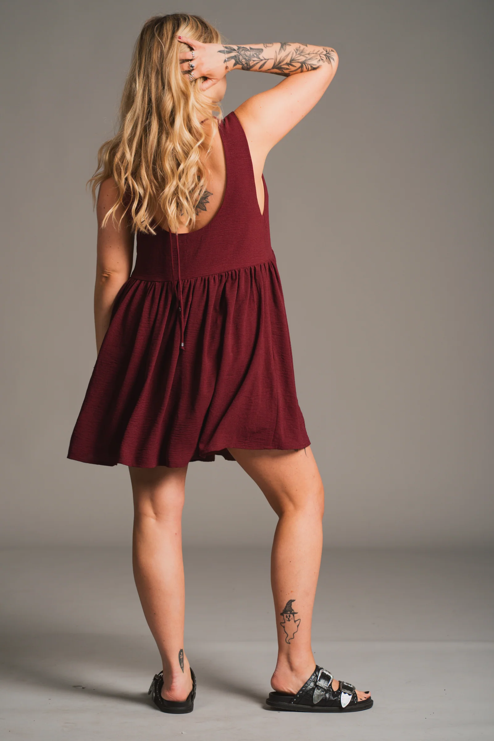 Grace Plum Smock Dress - Image 3