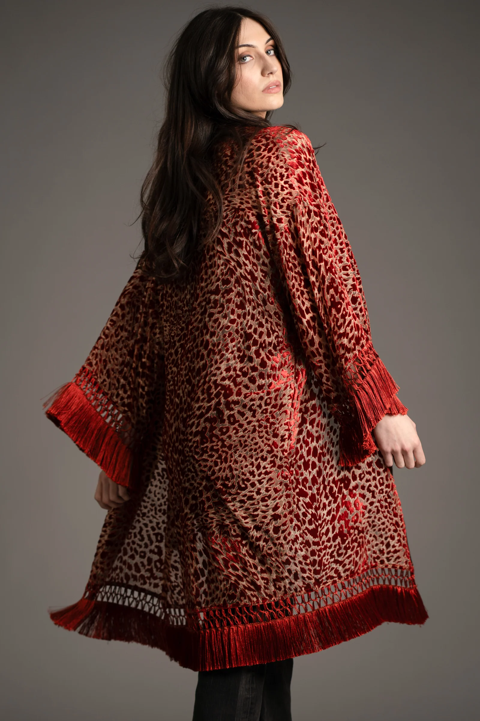 Heartbreaker Rust Devore Kimono - Image 3
