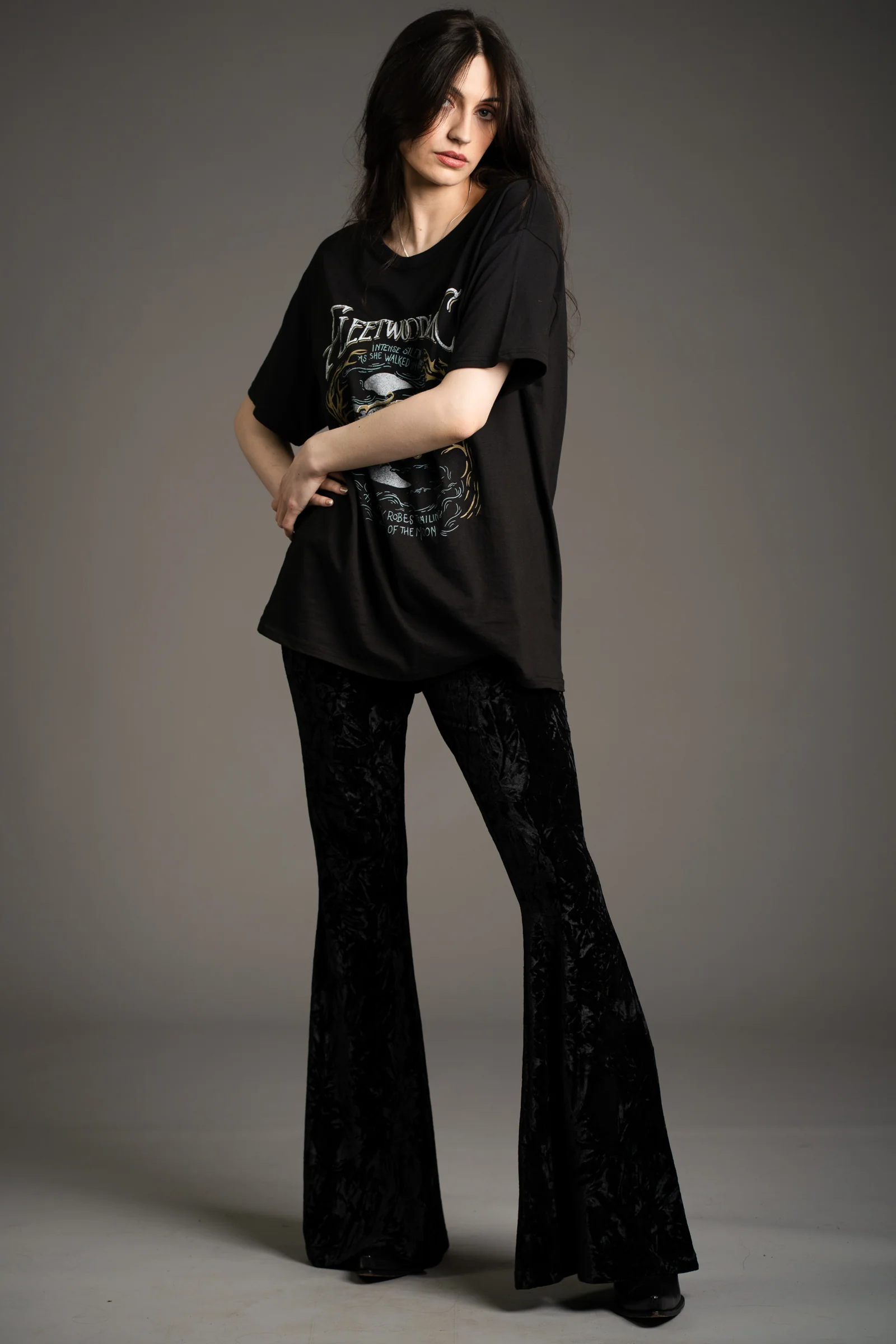 Hendrix Black Crushed Velvet Bell Bottoms - Image 4
