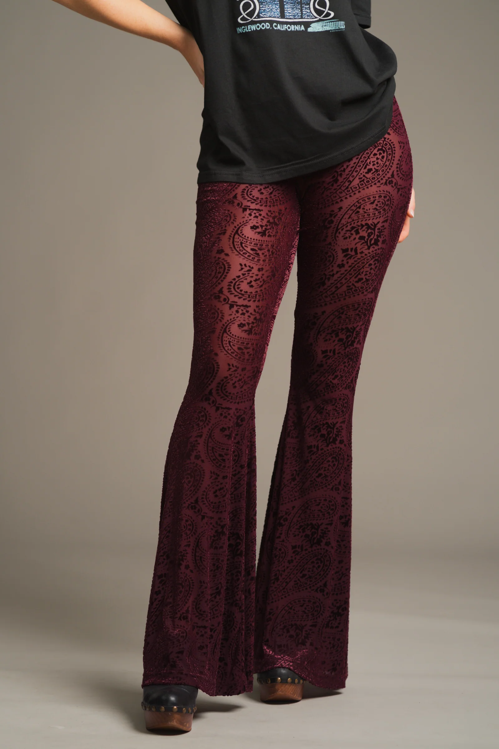 Hendrix Plum Devore Velvet Flares - Image 2