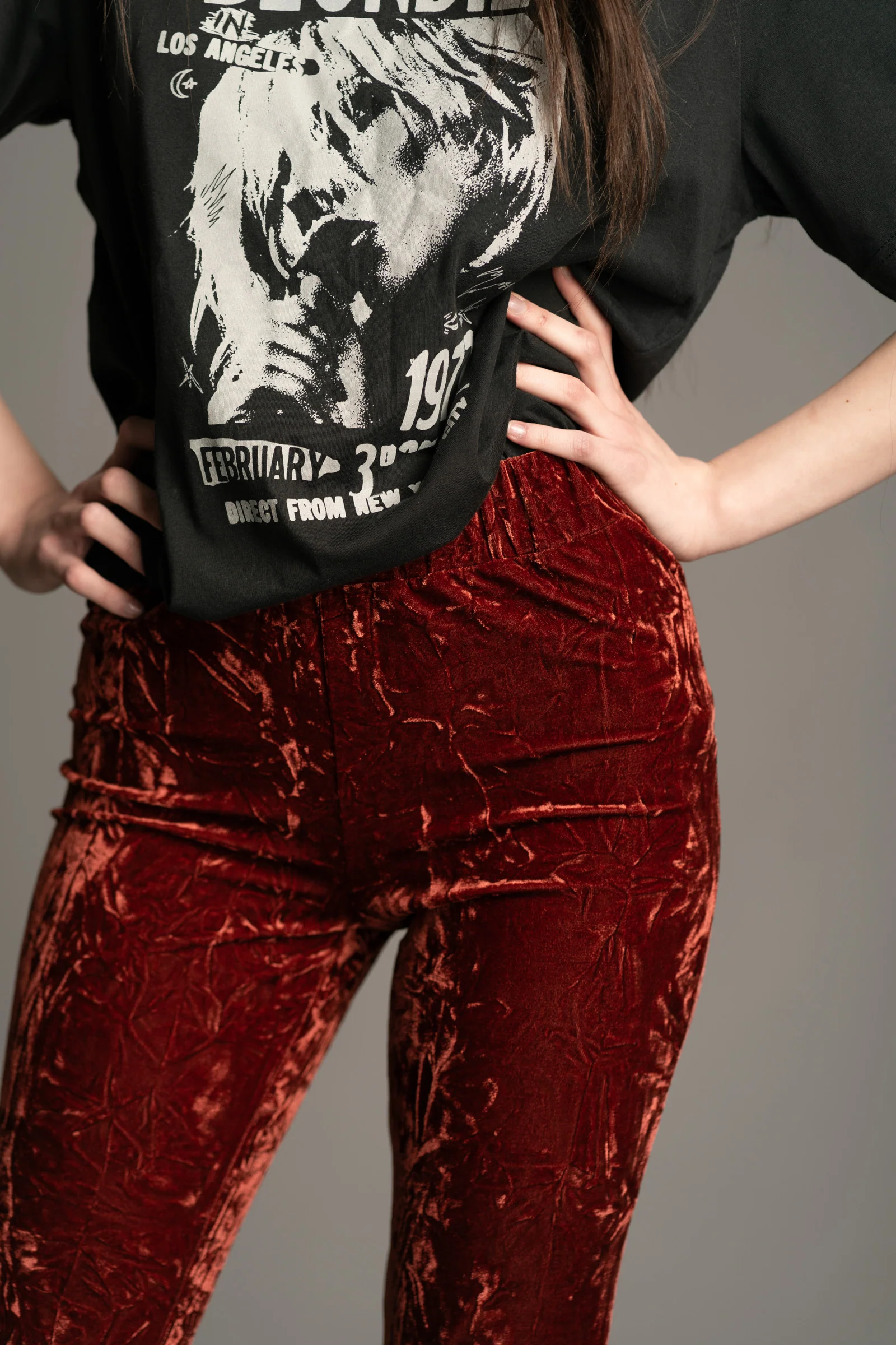 Hendrix Rust Crushed Velvet Flares - Image 2