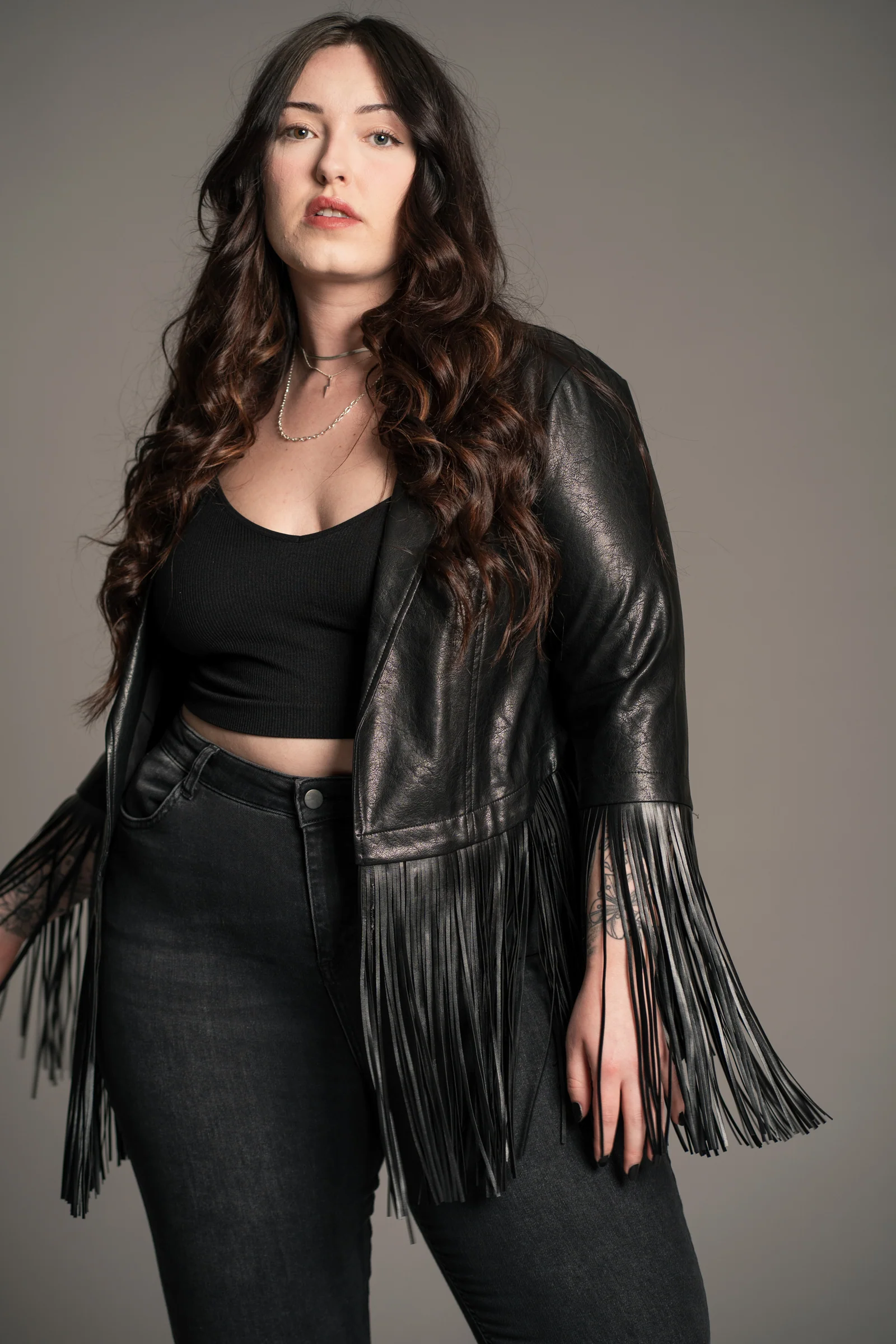 Jagger Fringed Faux Leather Jacket - Image 5
