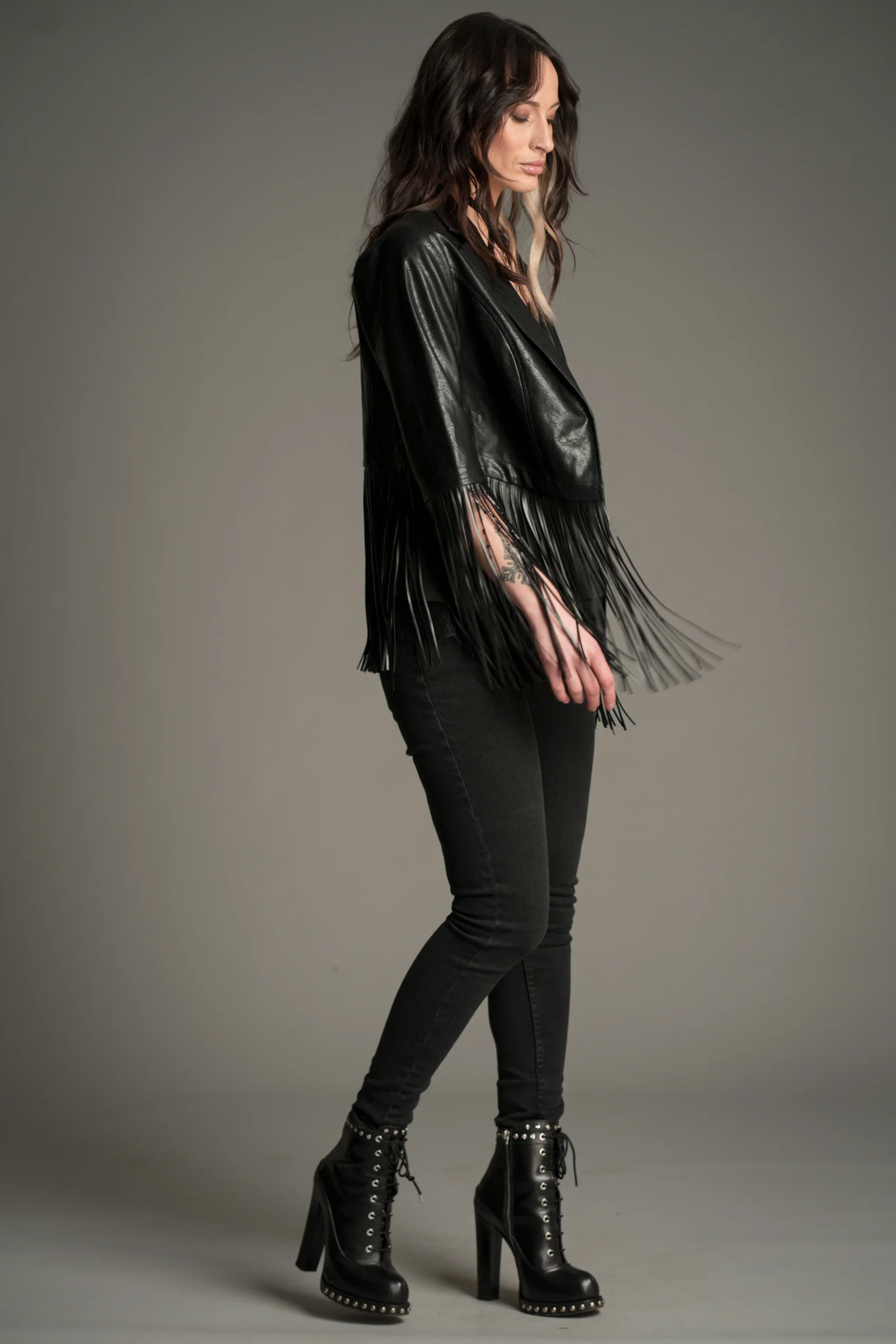 Jagger Fringed Faux Leather Jacket - Image 9
