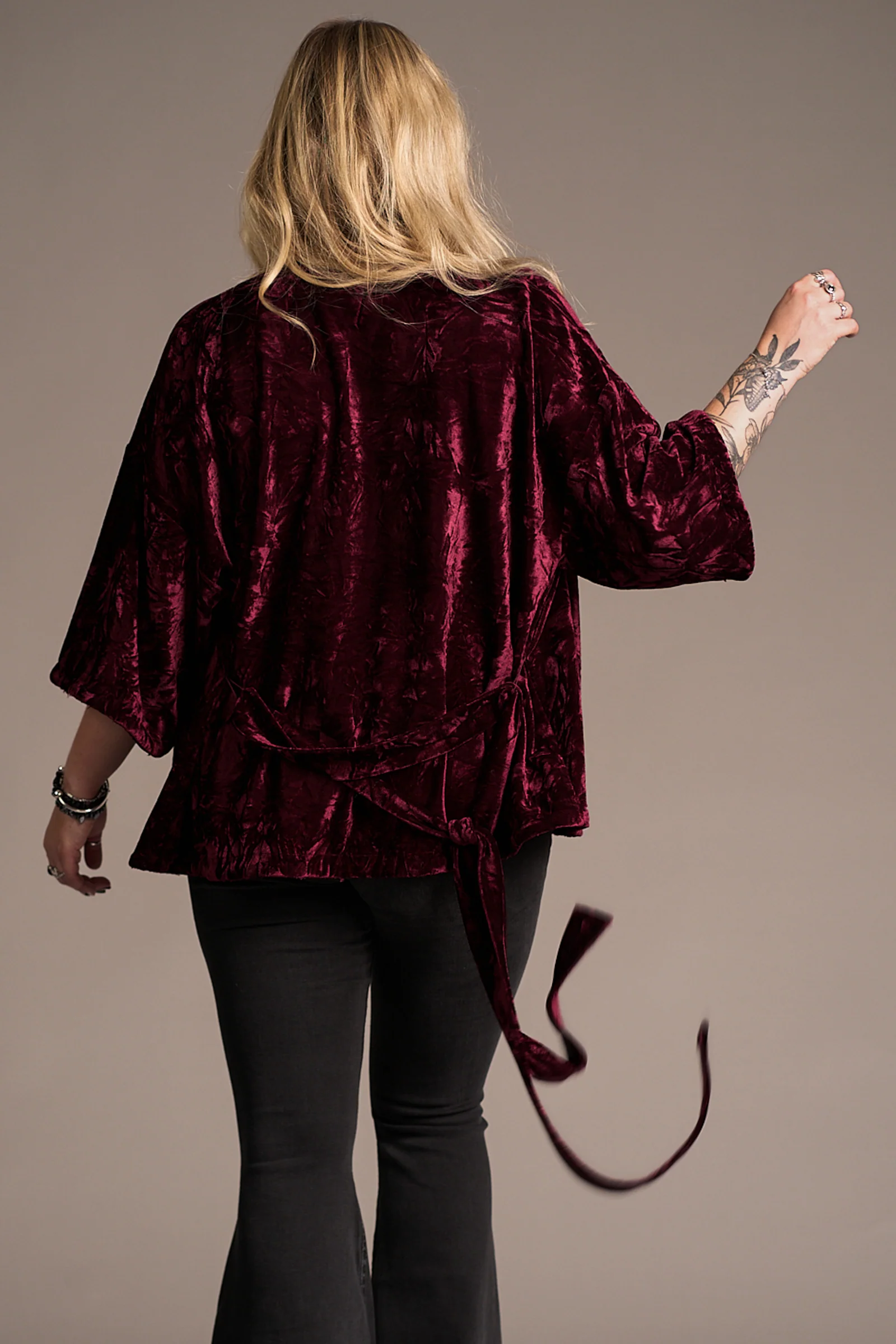 Lana Merlot Velvet Kimono - Image 4