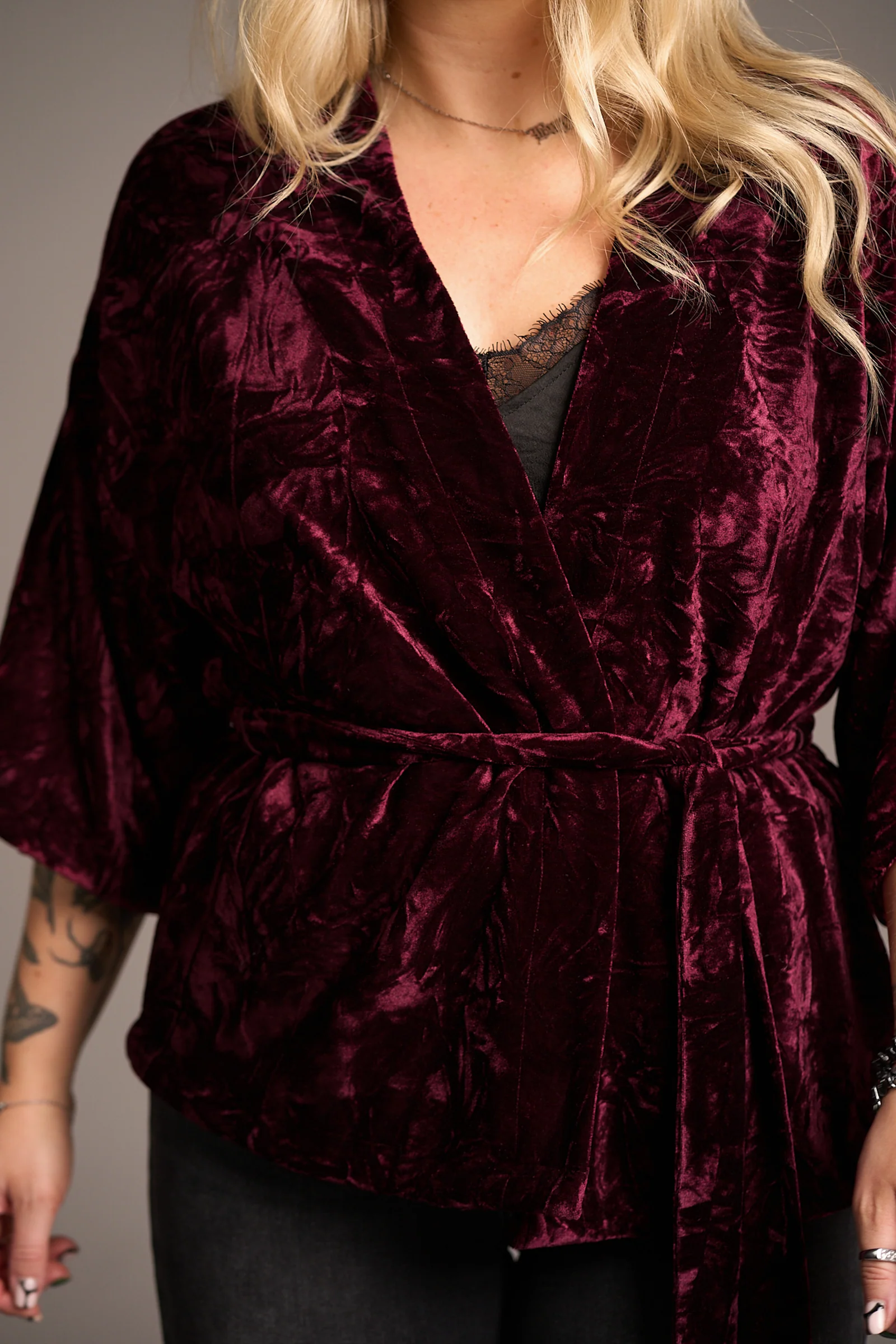 Lana Merlot Velvet Kimono - Image 7
