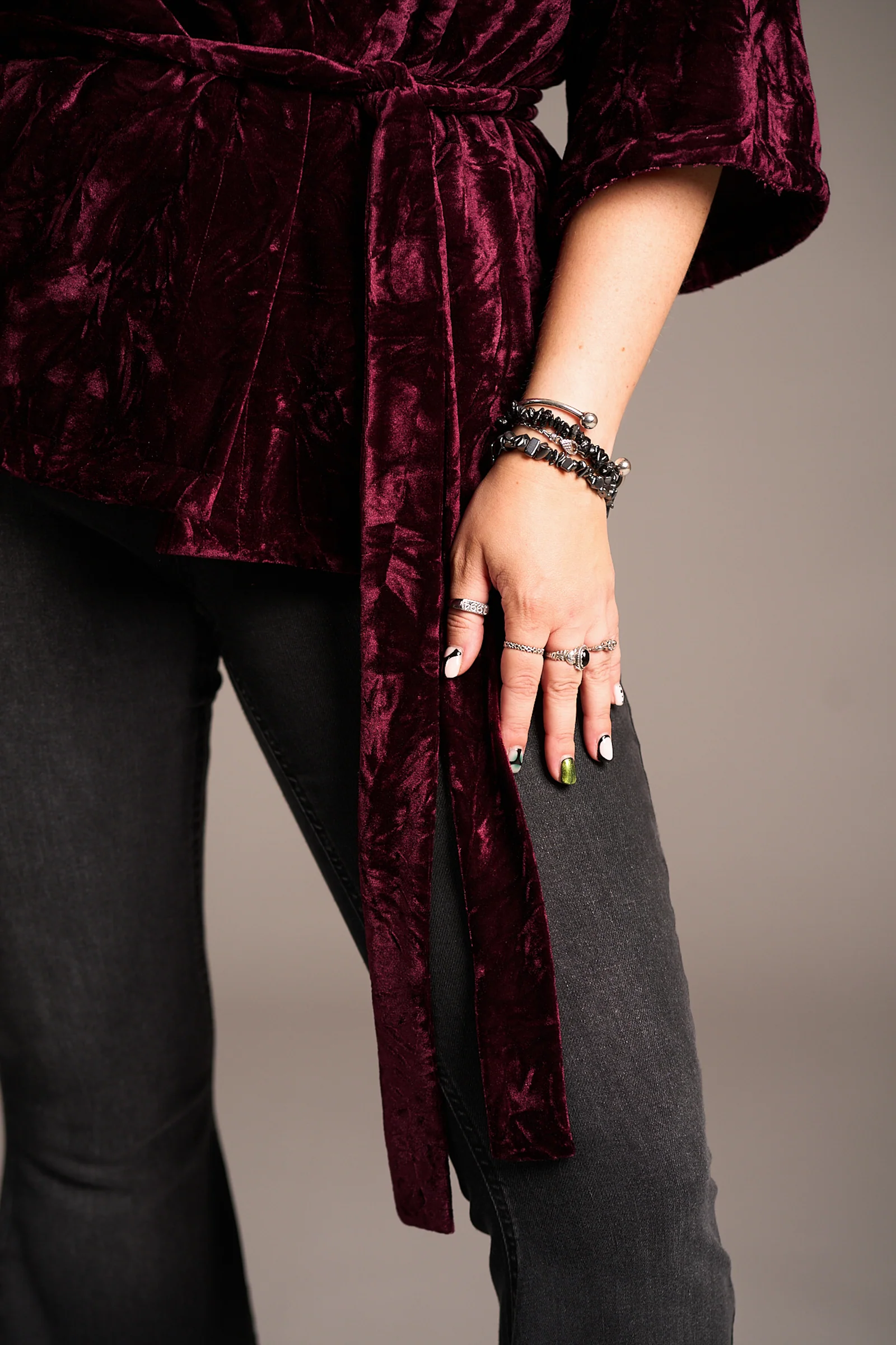 Lana Merlot Velvet Kimono - Image 8
