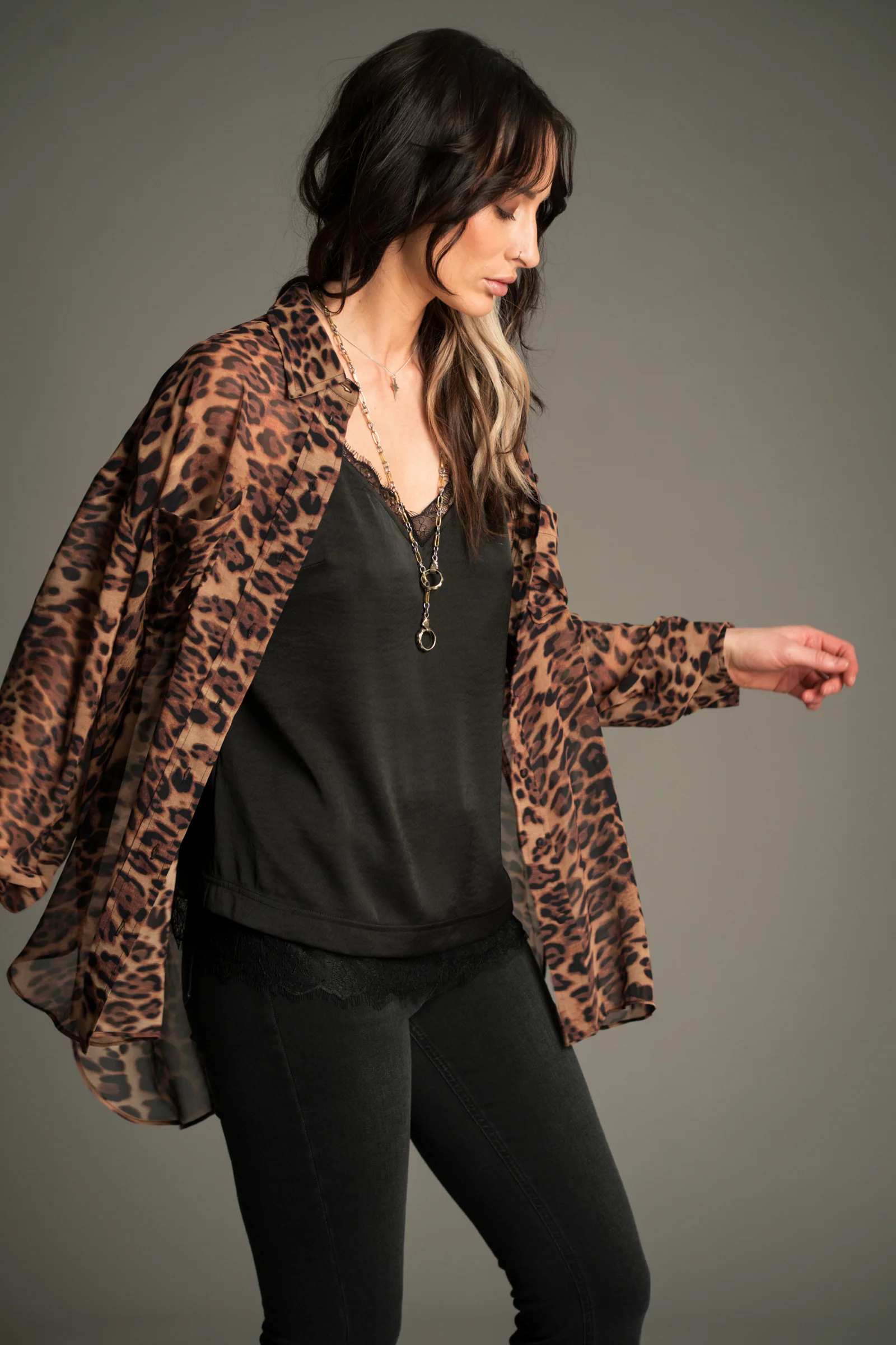 Mosshart Leopard Chiffon Shirt - Image 3