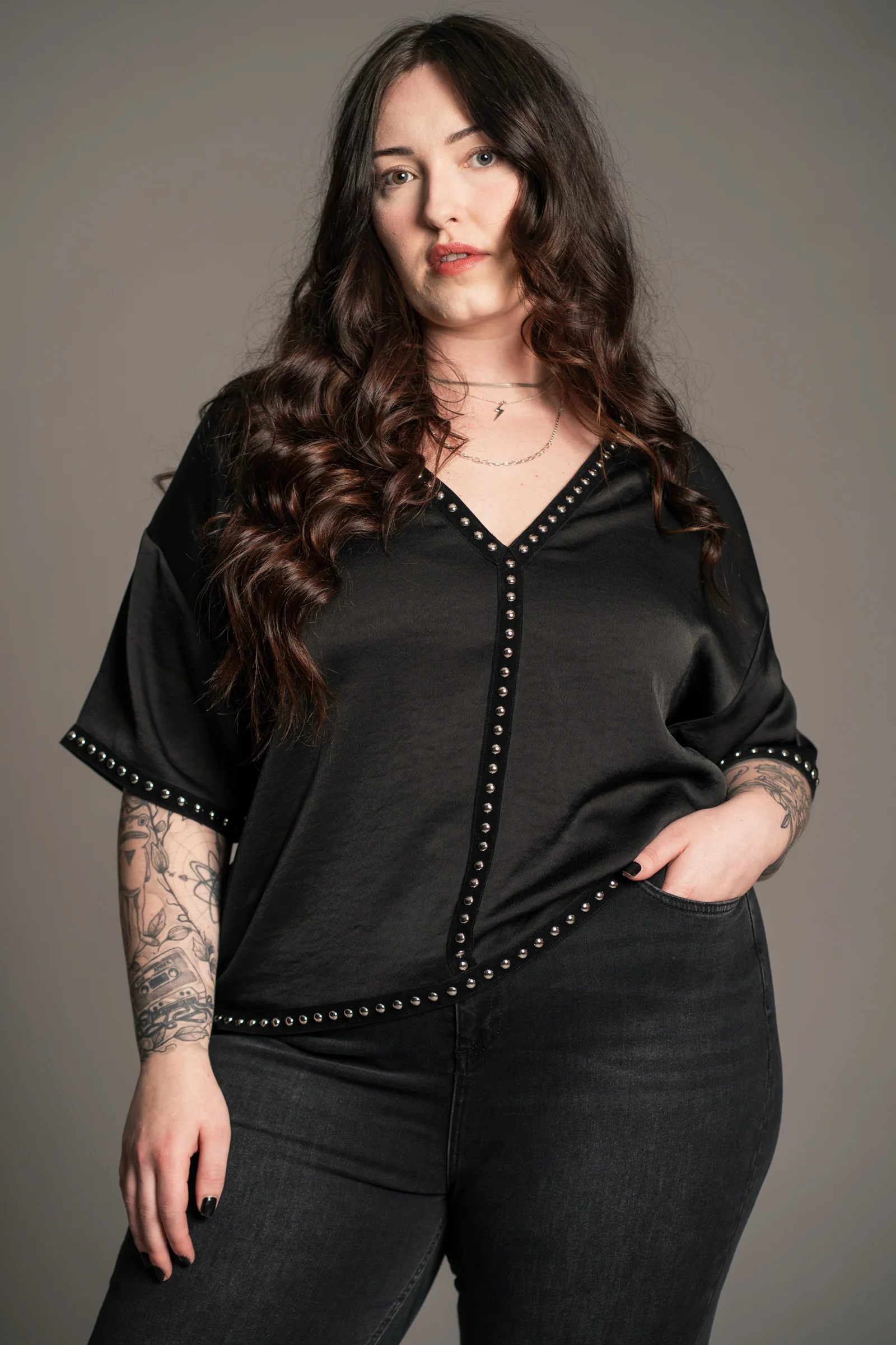 Lita Studded Satin Tee - Image 4