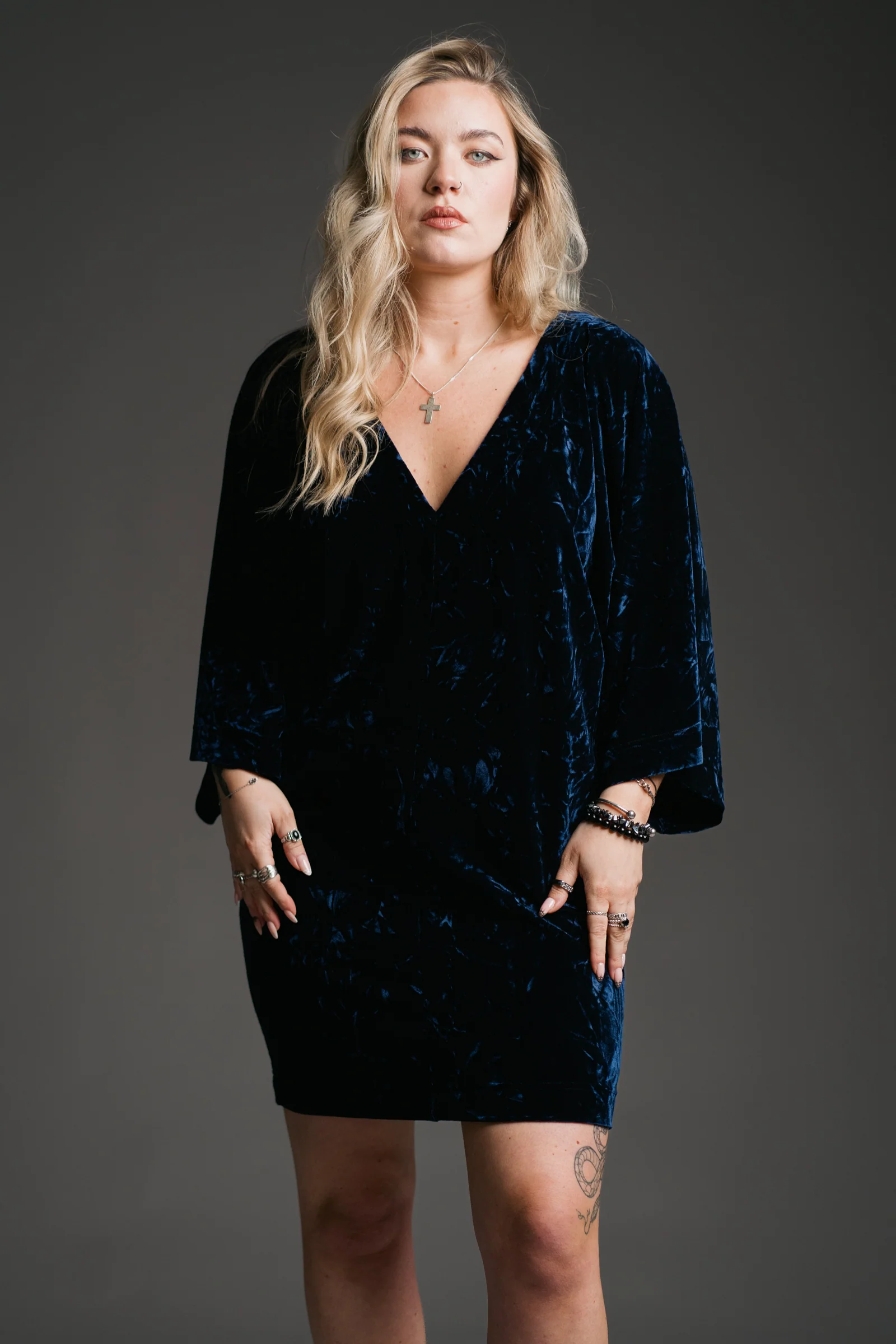 Rumours Midnight Velvet Mini Dress - Image 3