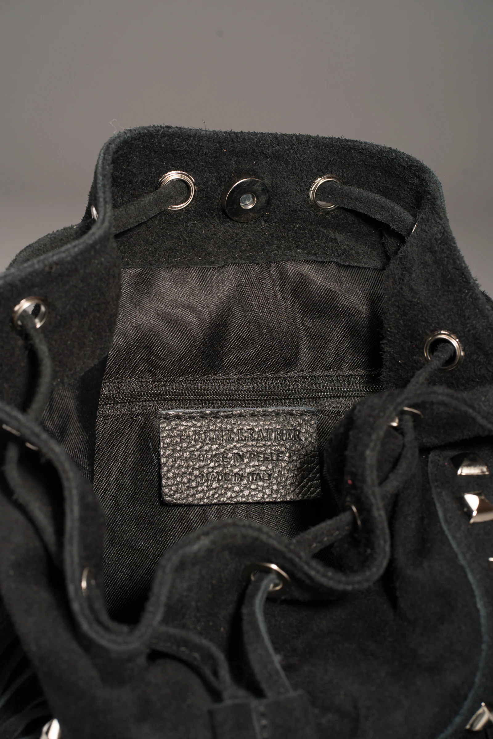 Nevada Black Suede Fringed Bucket Bag - Image 6