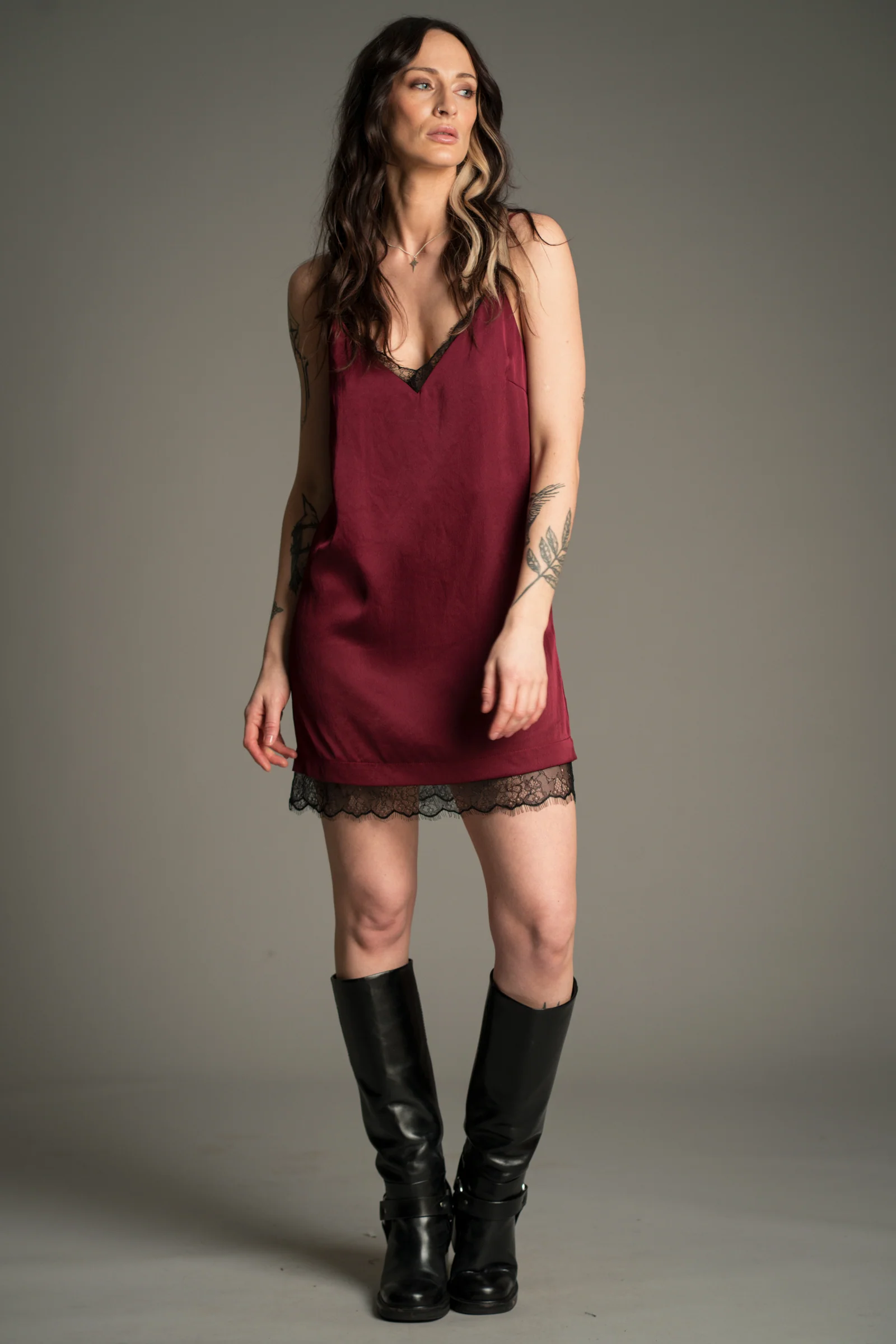 Nightbird Plum Satin Slip Dress - Image 5