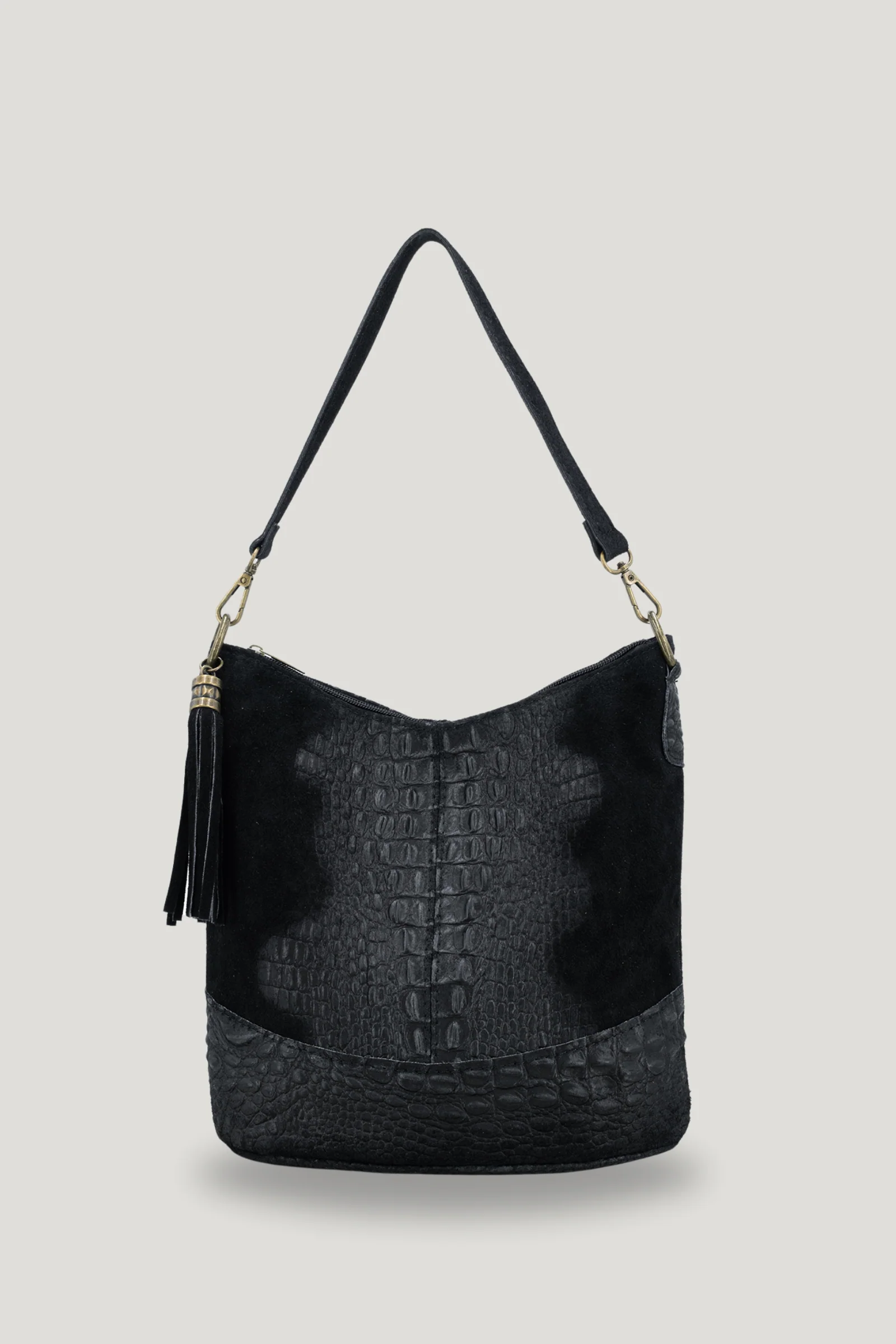Nikita Black Genuine Suede Bucket Bag - Image 4