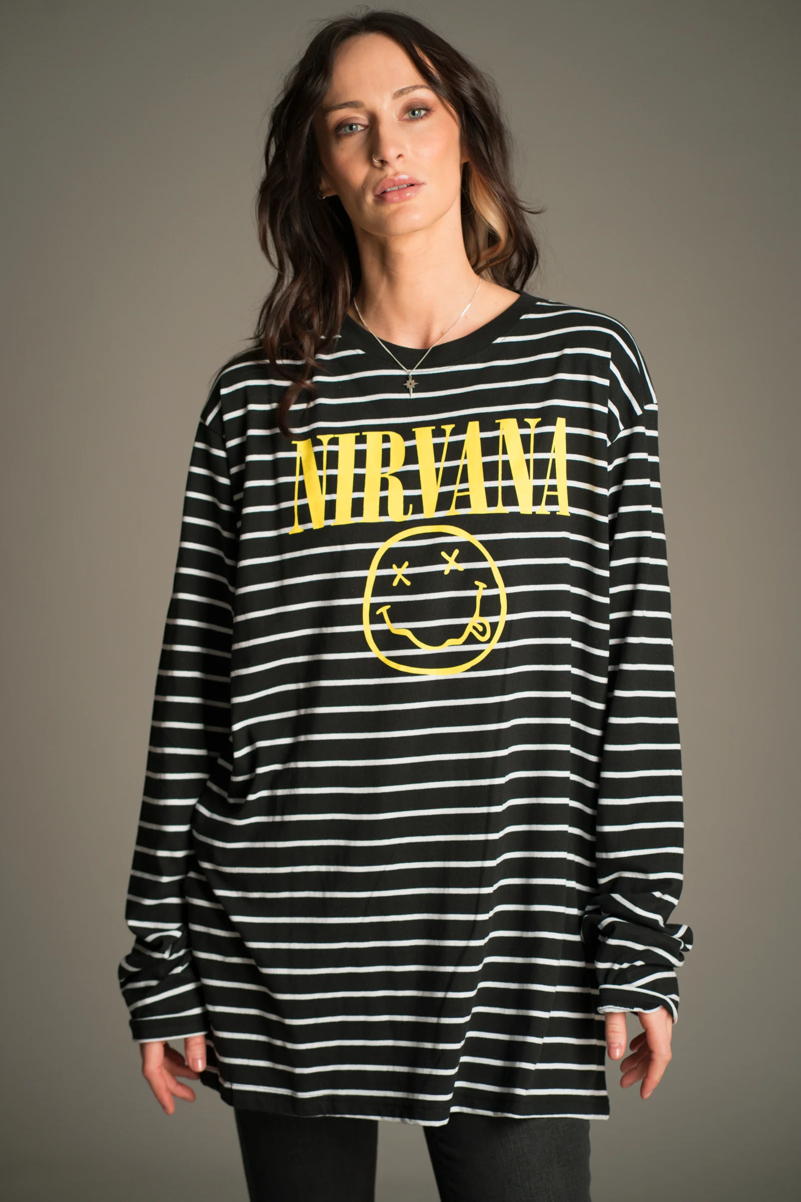 Nirvana Striped Long Sleeve Band Tee