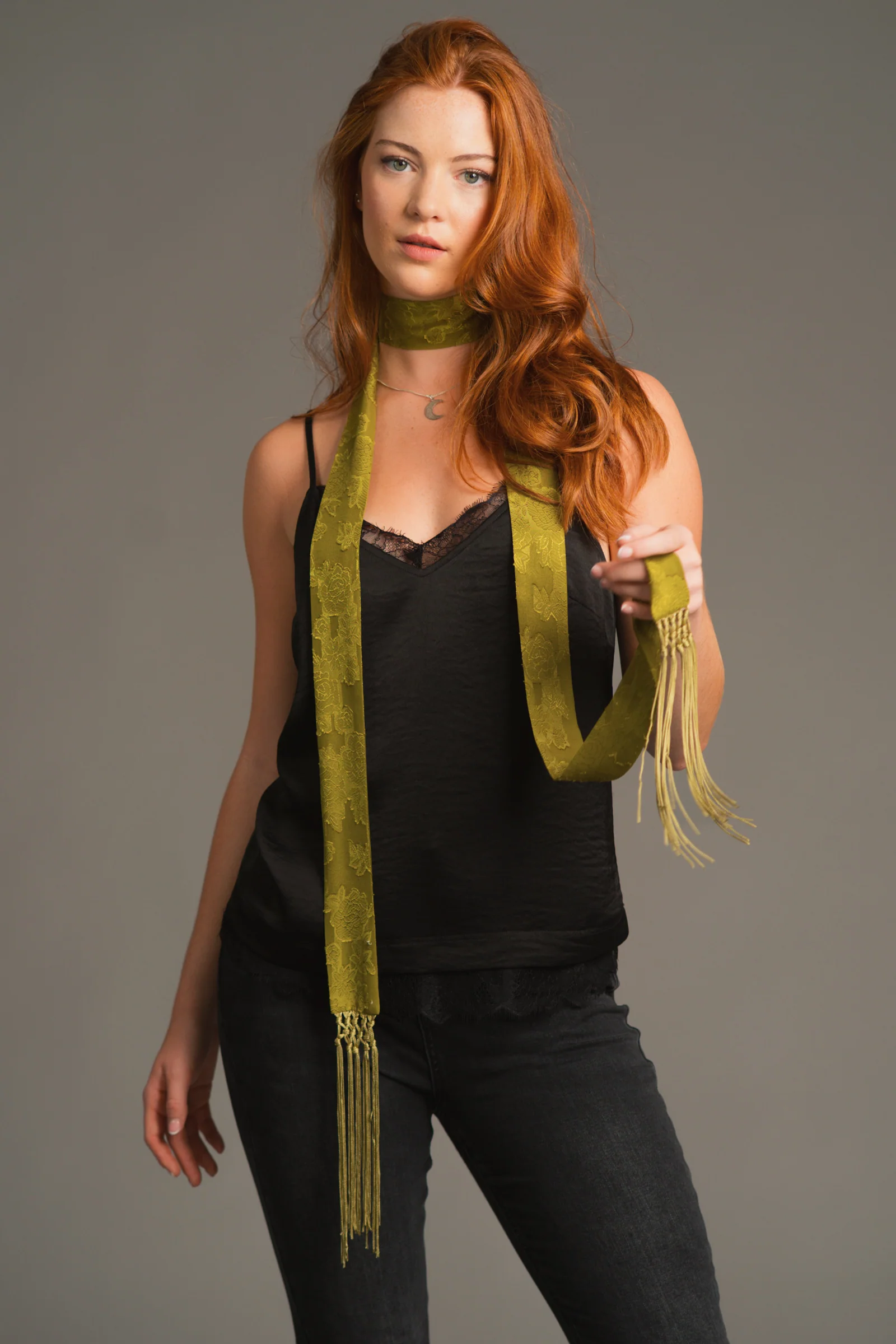 Olive Skinny Scarf