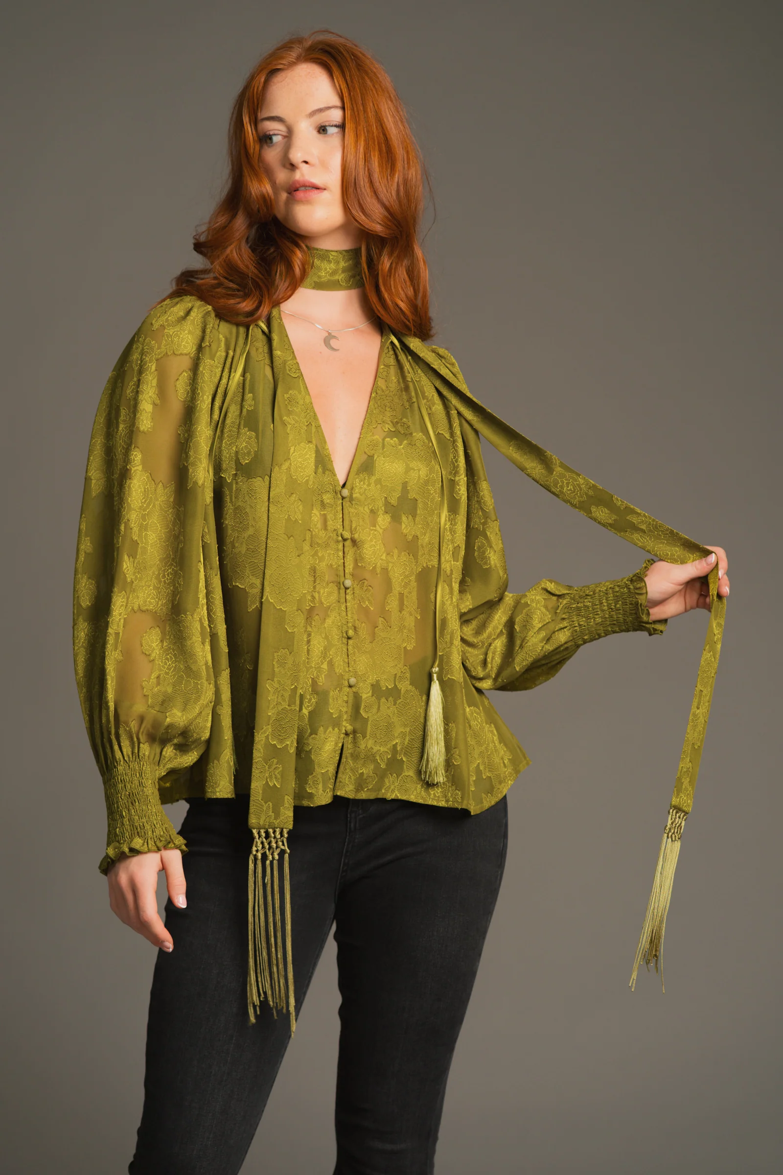 Olive Skinny Scarf - Image 5