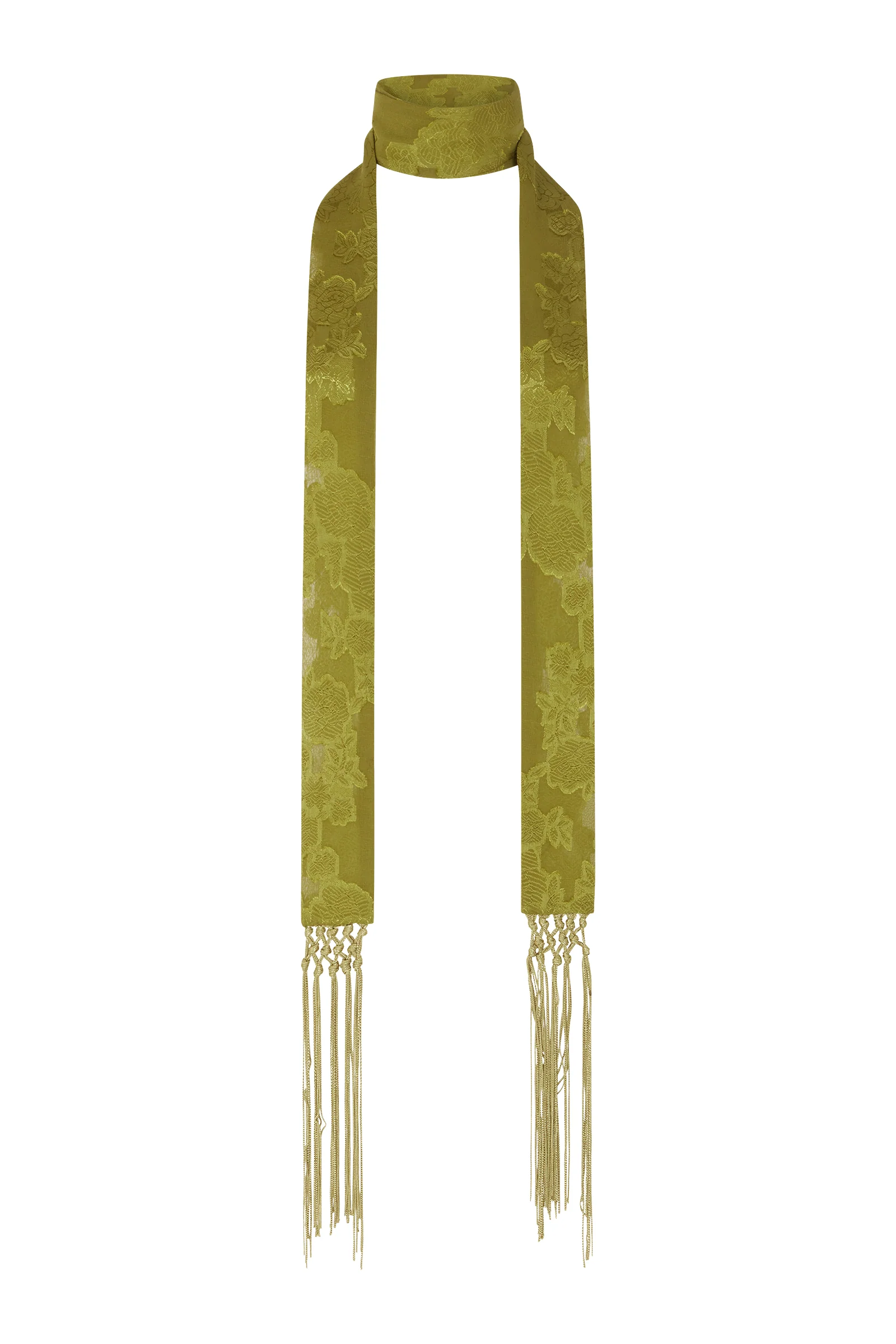 Olive Skinny Scarf - Image 6