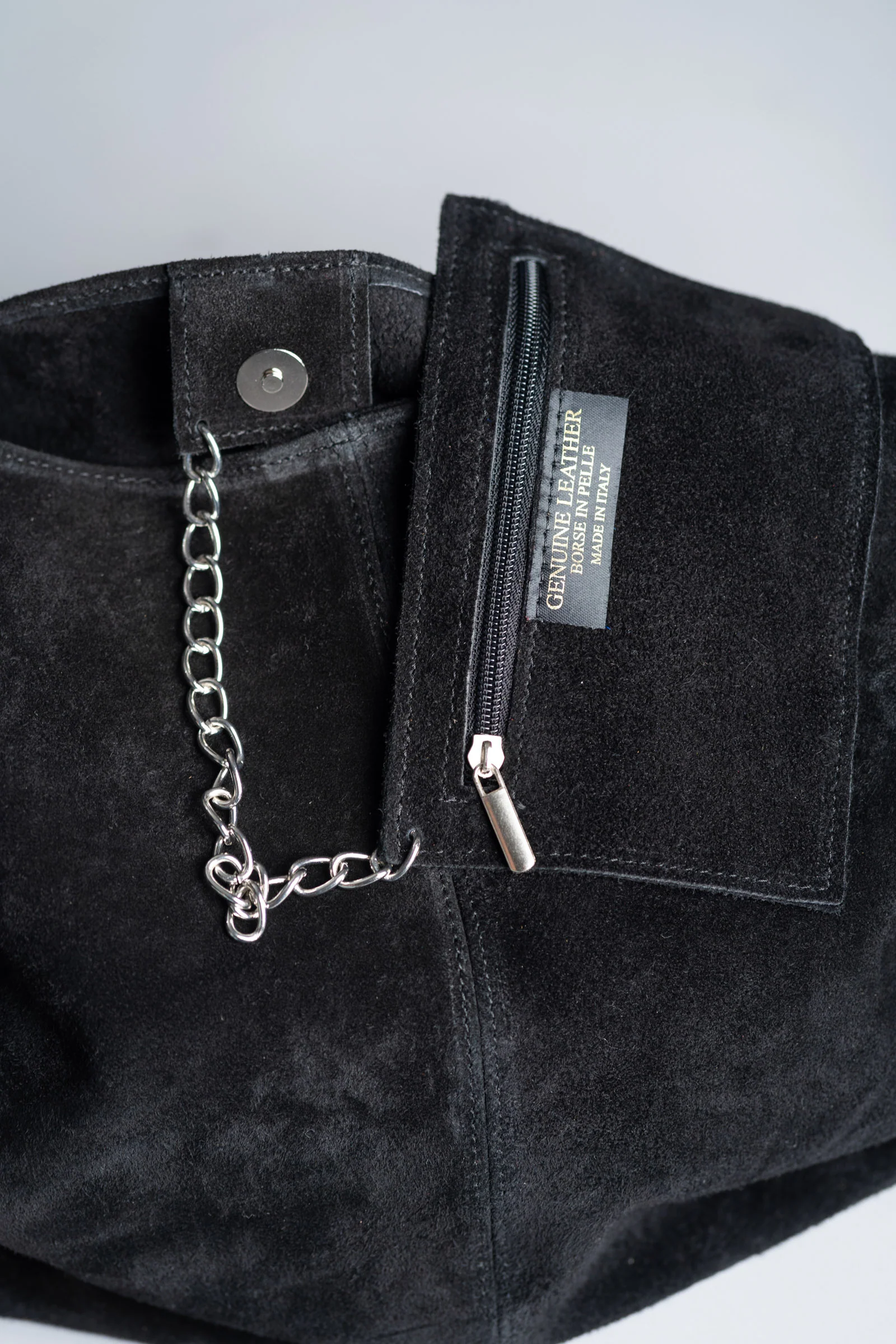 Olsen Black Genuine Suede Slouchy Bag - Image 8