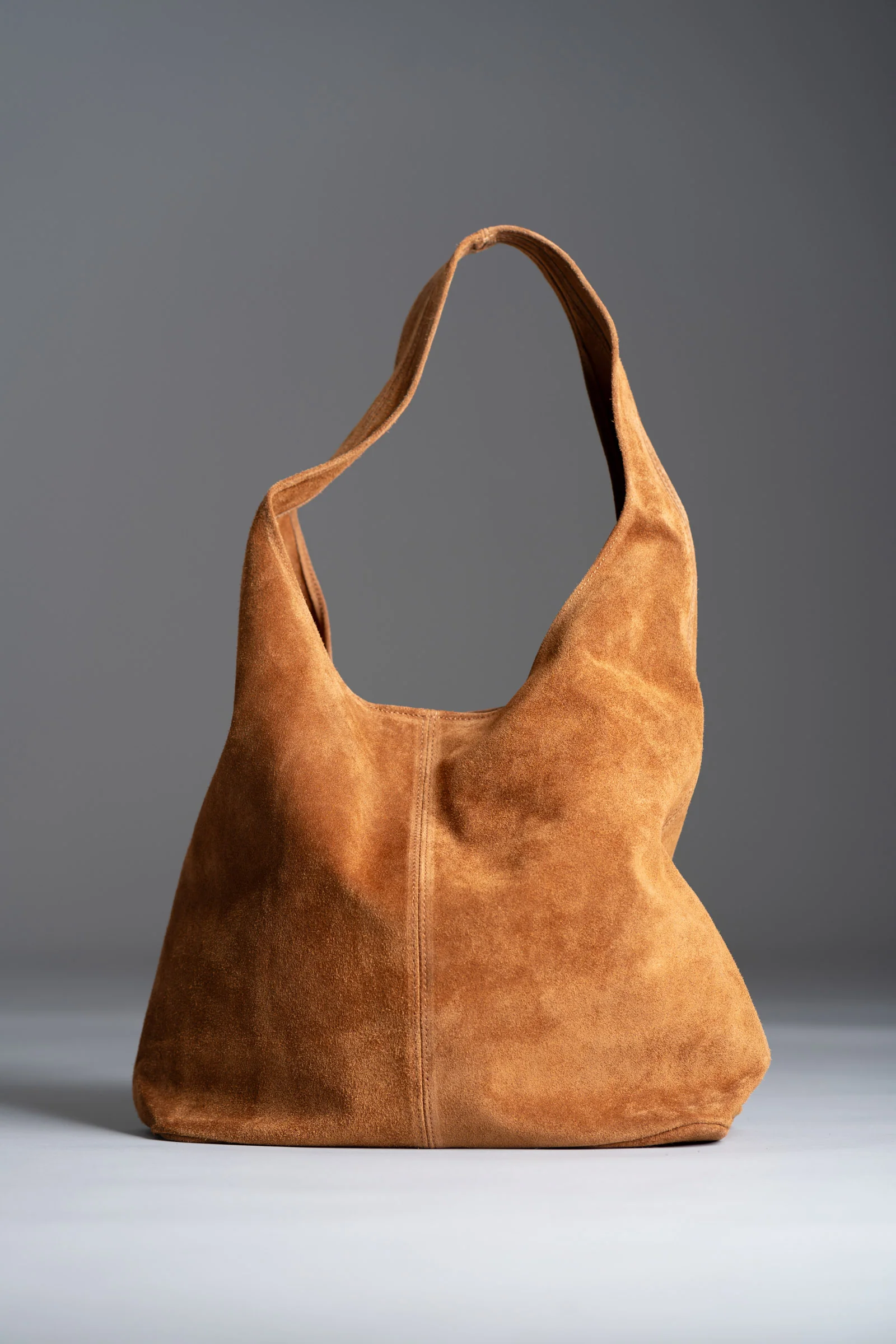 Olsen Tan Genuine Suede Slouchy Bag - Image 6