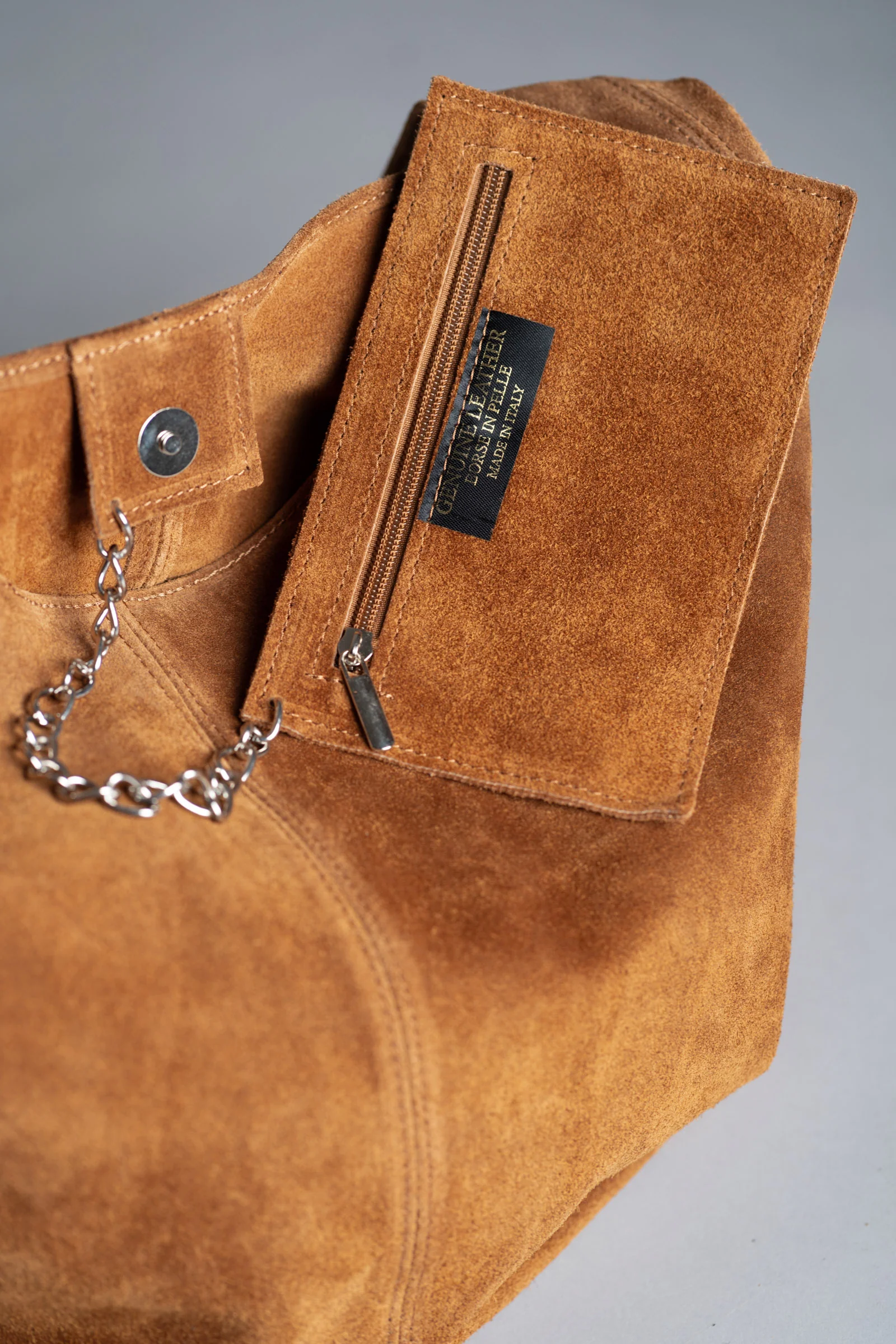 Olsen Tan Genuine Suede Slouchy Bag - Image 7