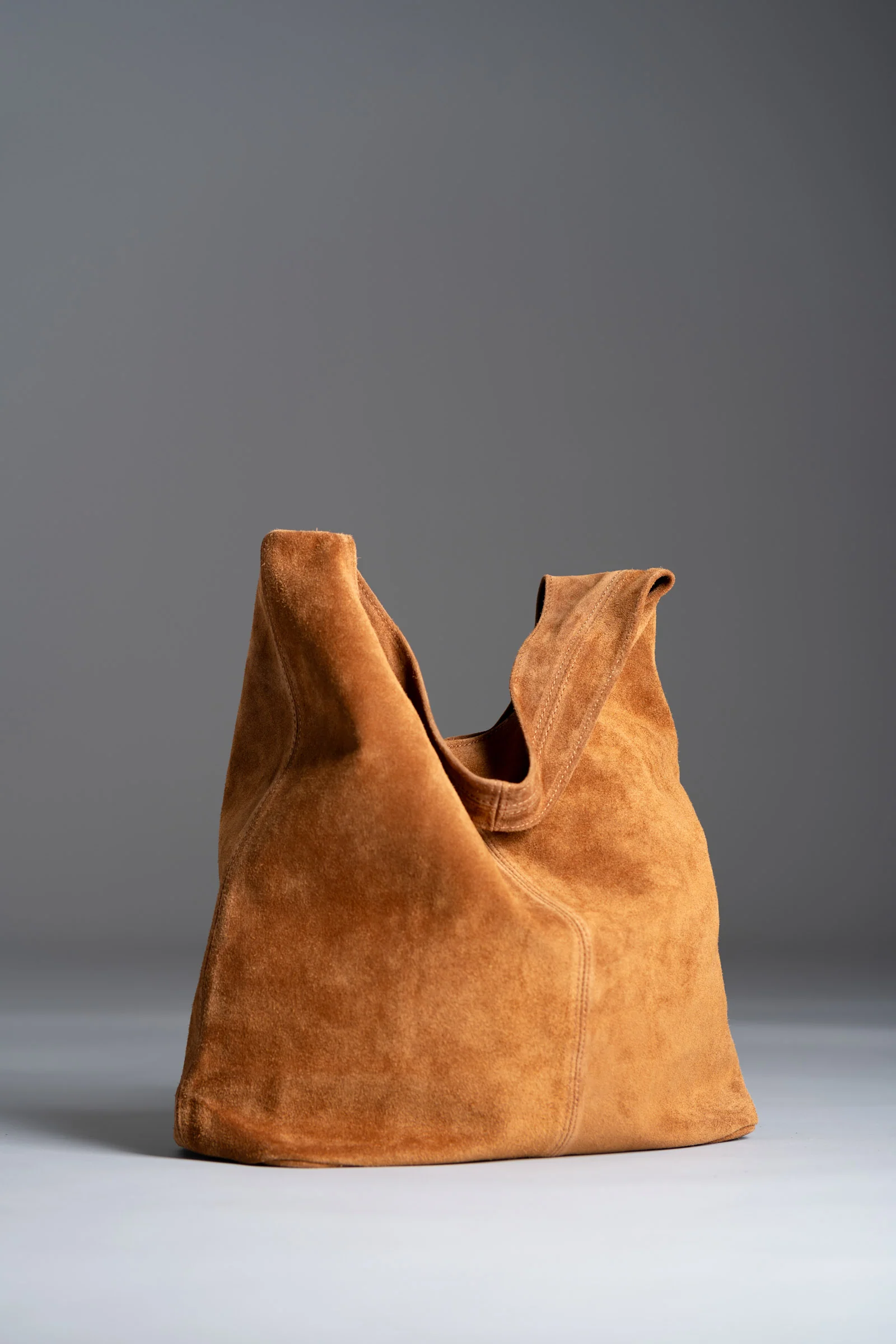 Olsen Tan Genuine Suede Slouchy Bag - Image 9