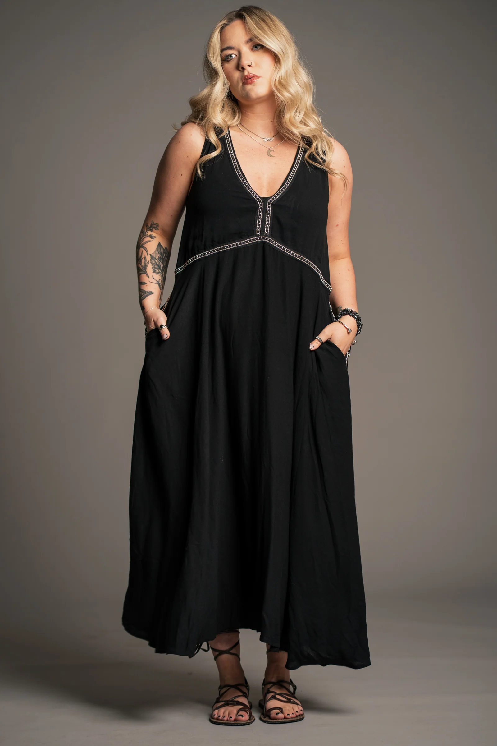 Onyx Studded Midi Dress - Image 2