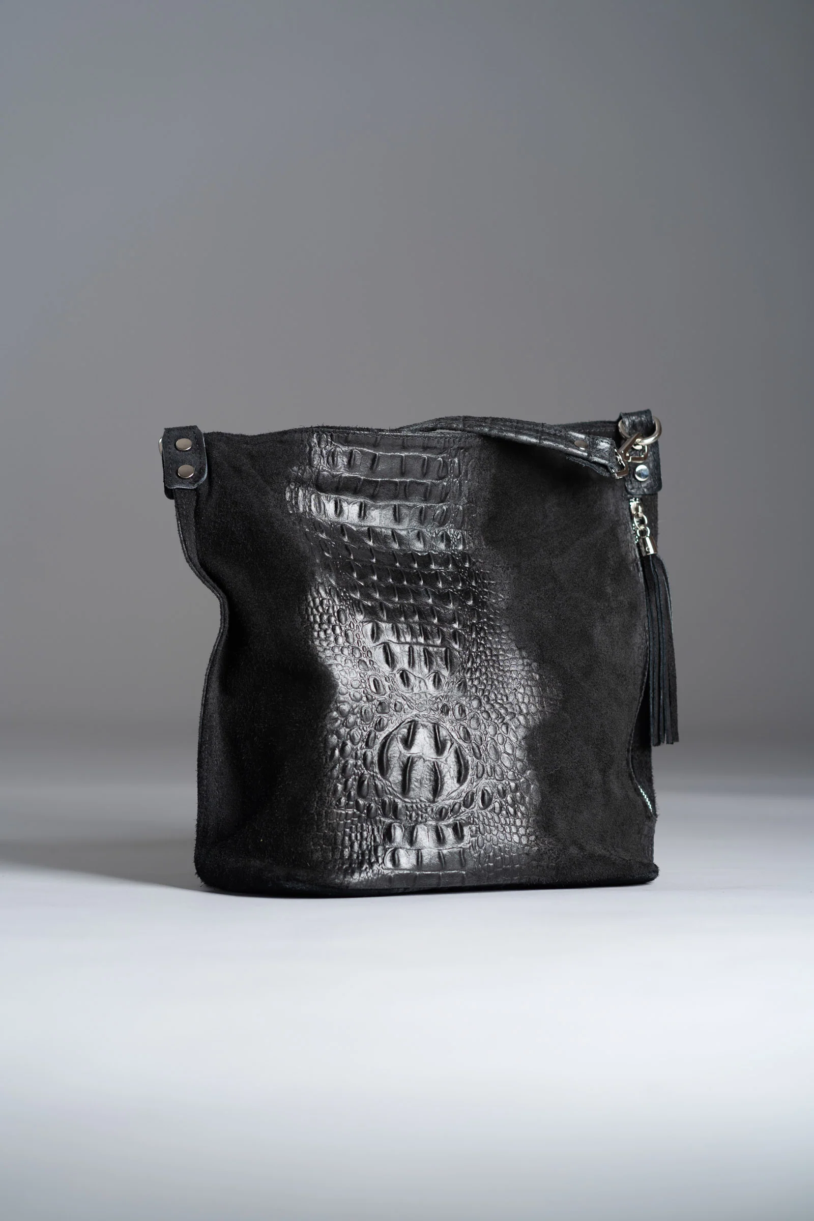 Rapture Black Genuine Suede Slouch Bag - Image 5