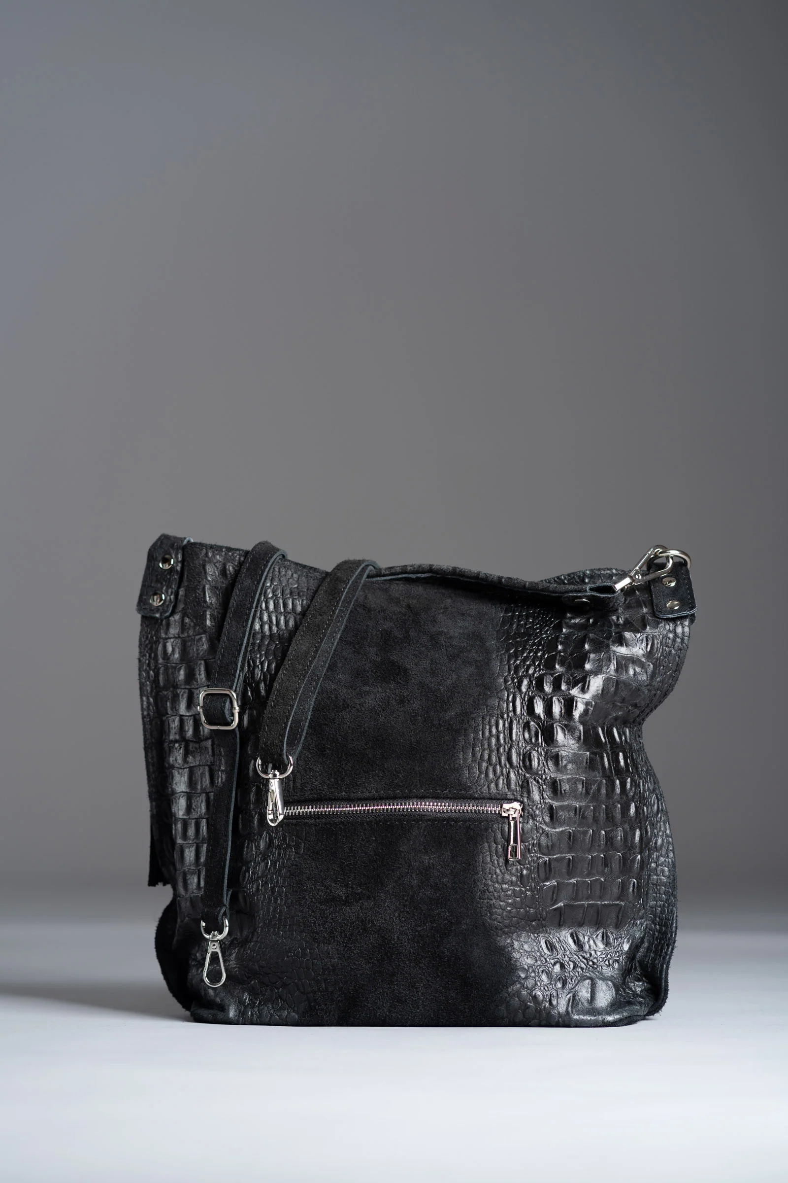 Rapture Black Genuine Suede Slouch Bag - Image 6