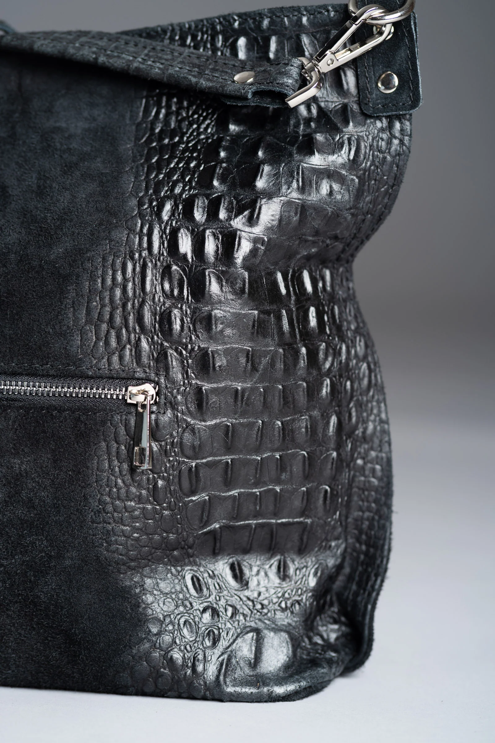 Rapture Black Genuine Suede Slouch Bag - Image 7