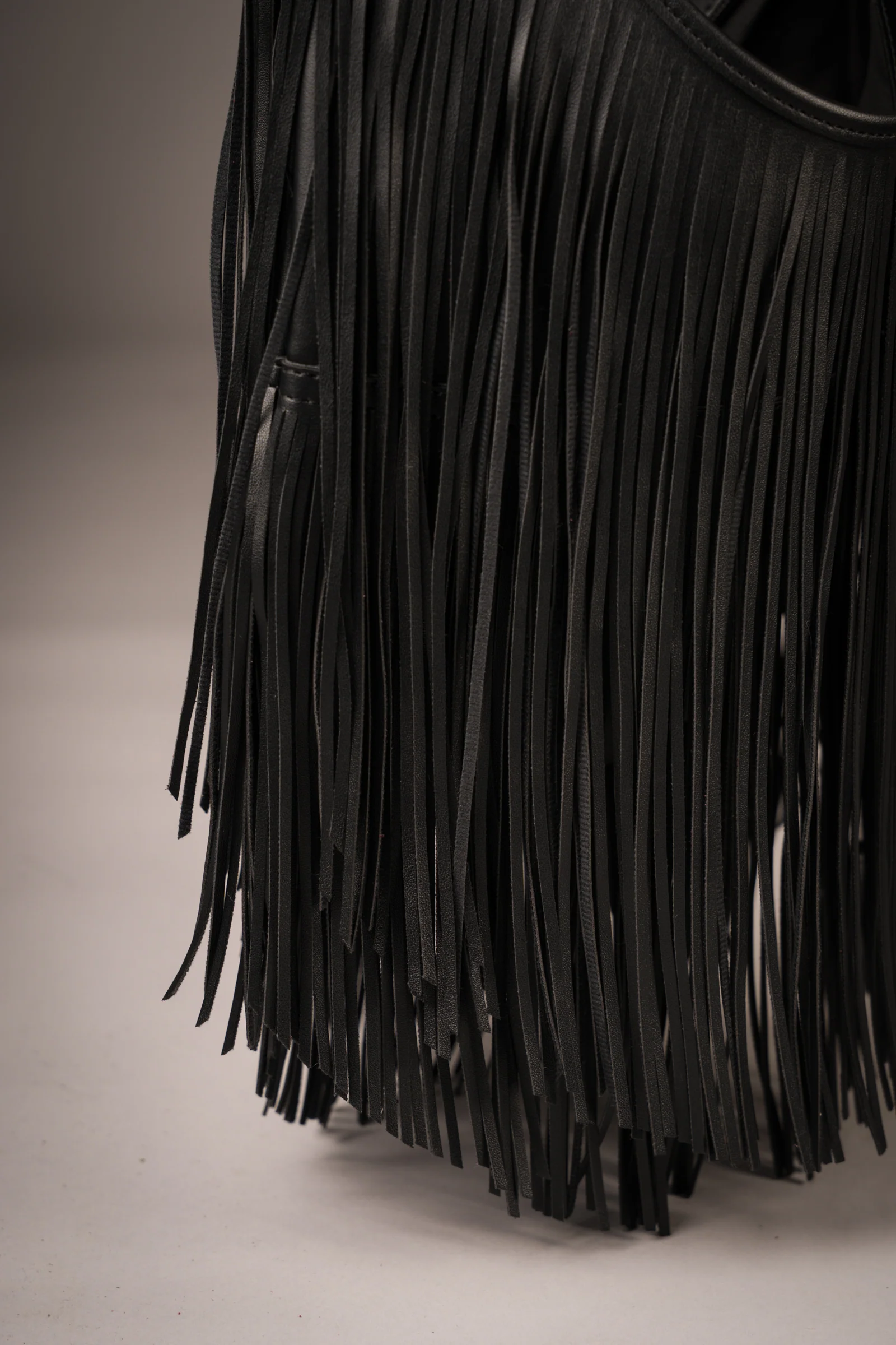 Rhiannon Black Faux Leather Fringed Bag - Image 5