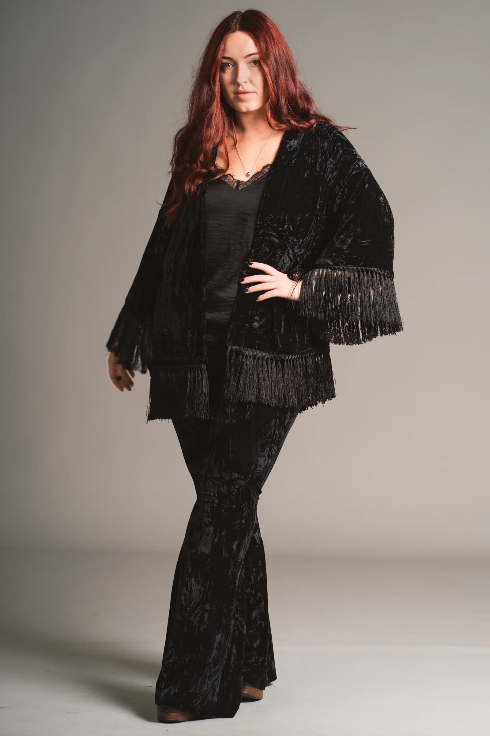 Rock City Black Velvet Kimono - Image 6
