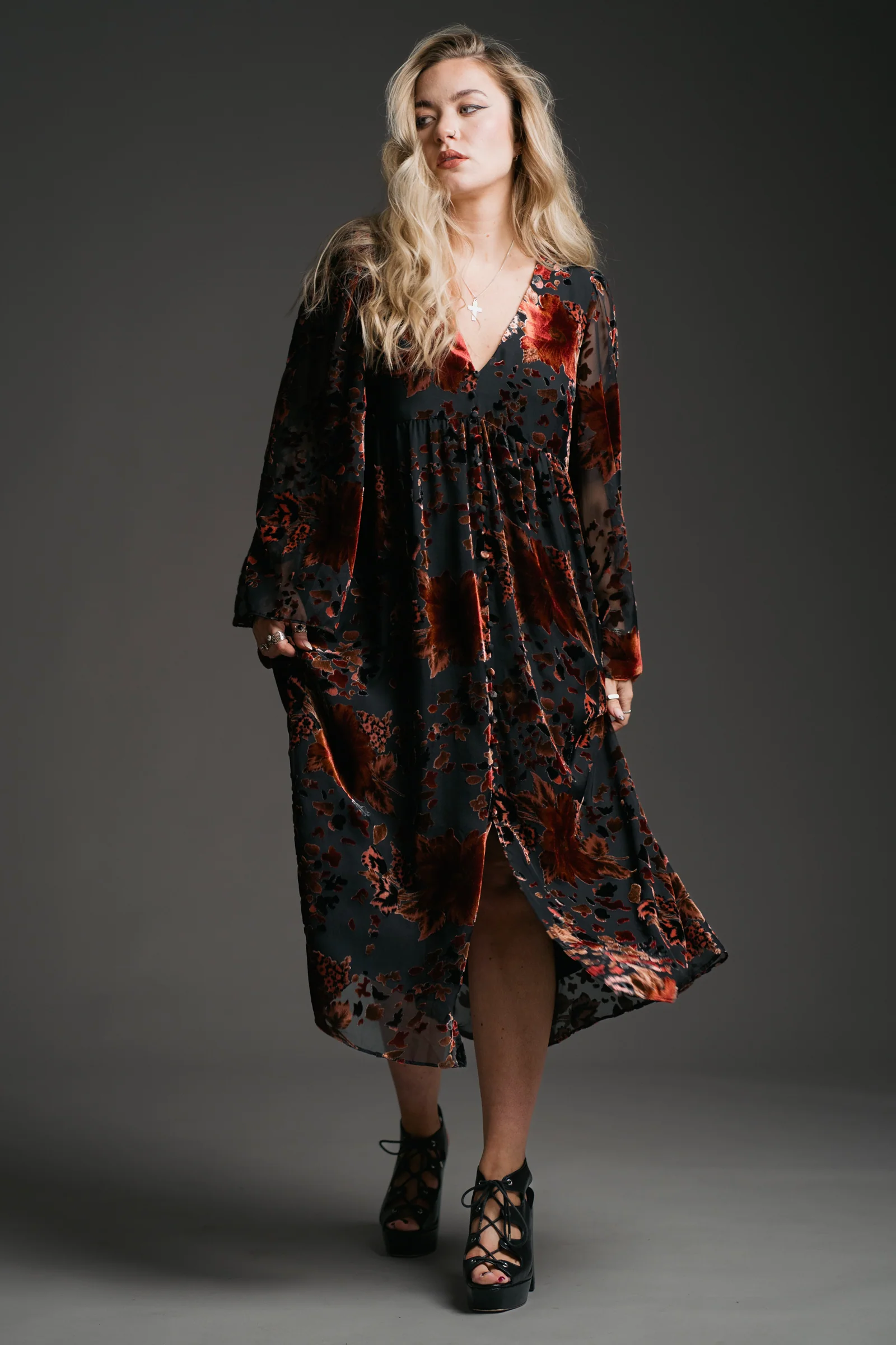 Rooms on Fire Devore Midi Dress - Image 5