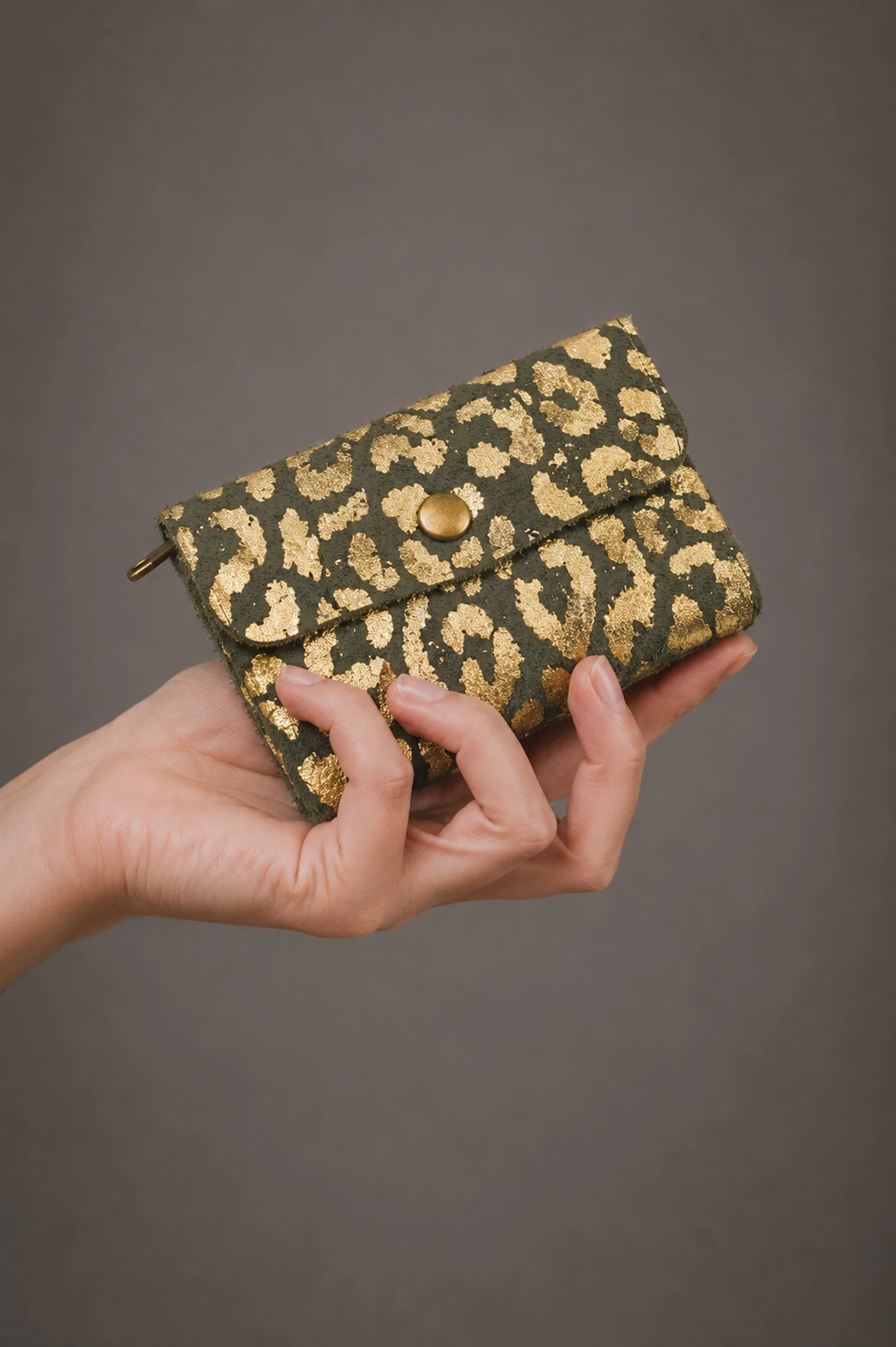 Sage Metallic Genuine Suede Purse