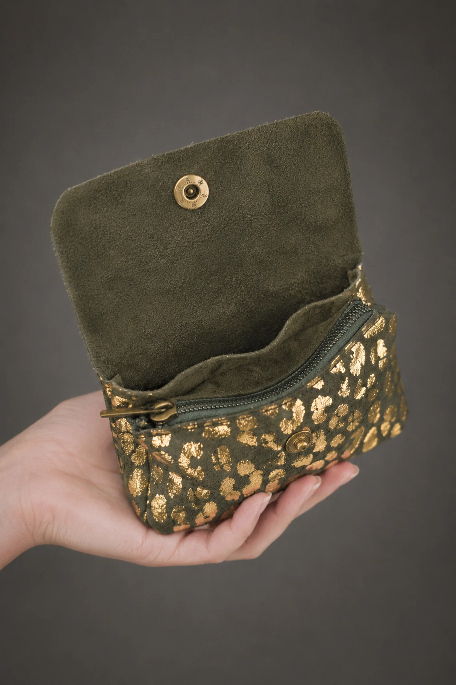 Sage Metallic Genuine Suede Purse - Image 2