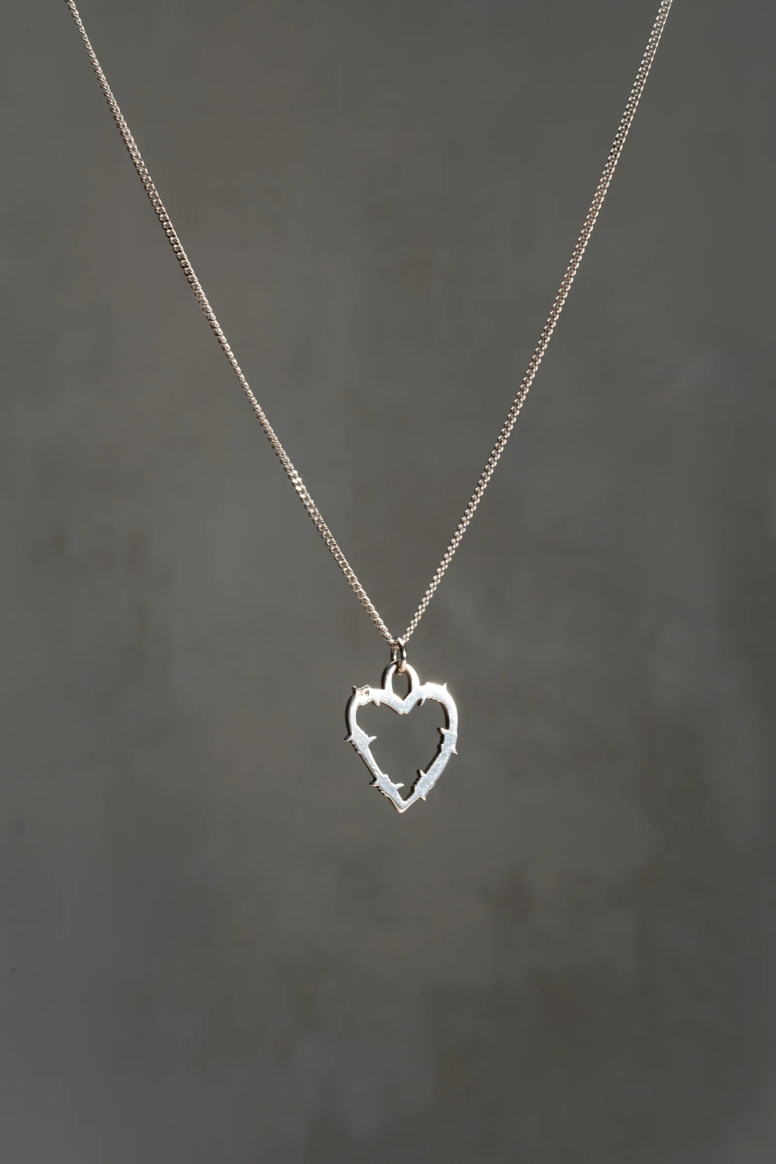 Sterling Silver Barbed Wire Heart Pendant - Image 3