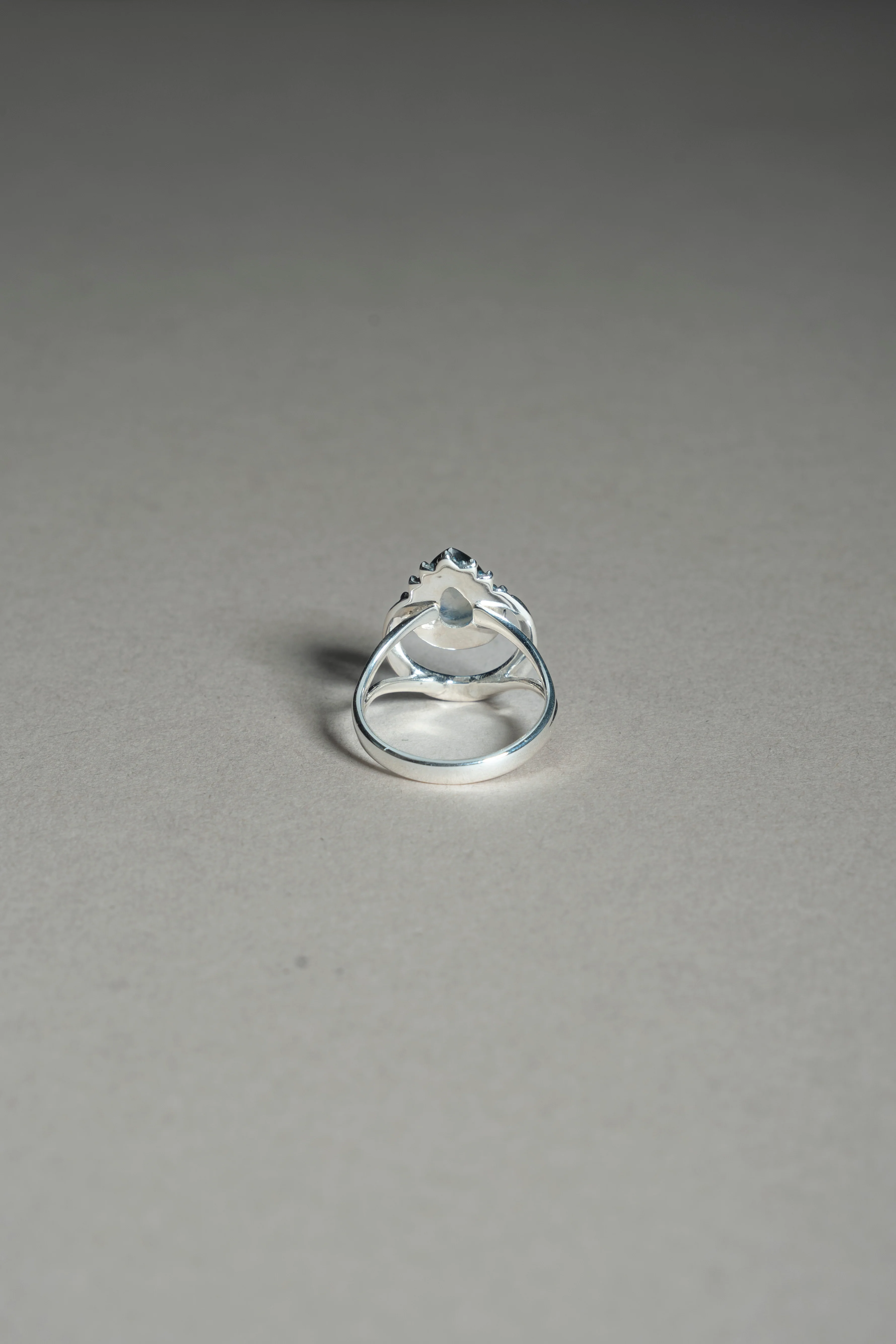 Sterling Silver Rainbow Moonstone Crescent Moon Ring - Image 4