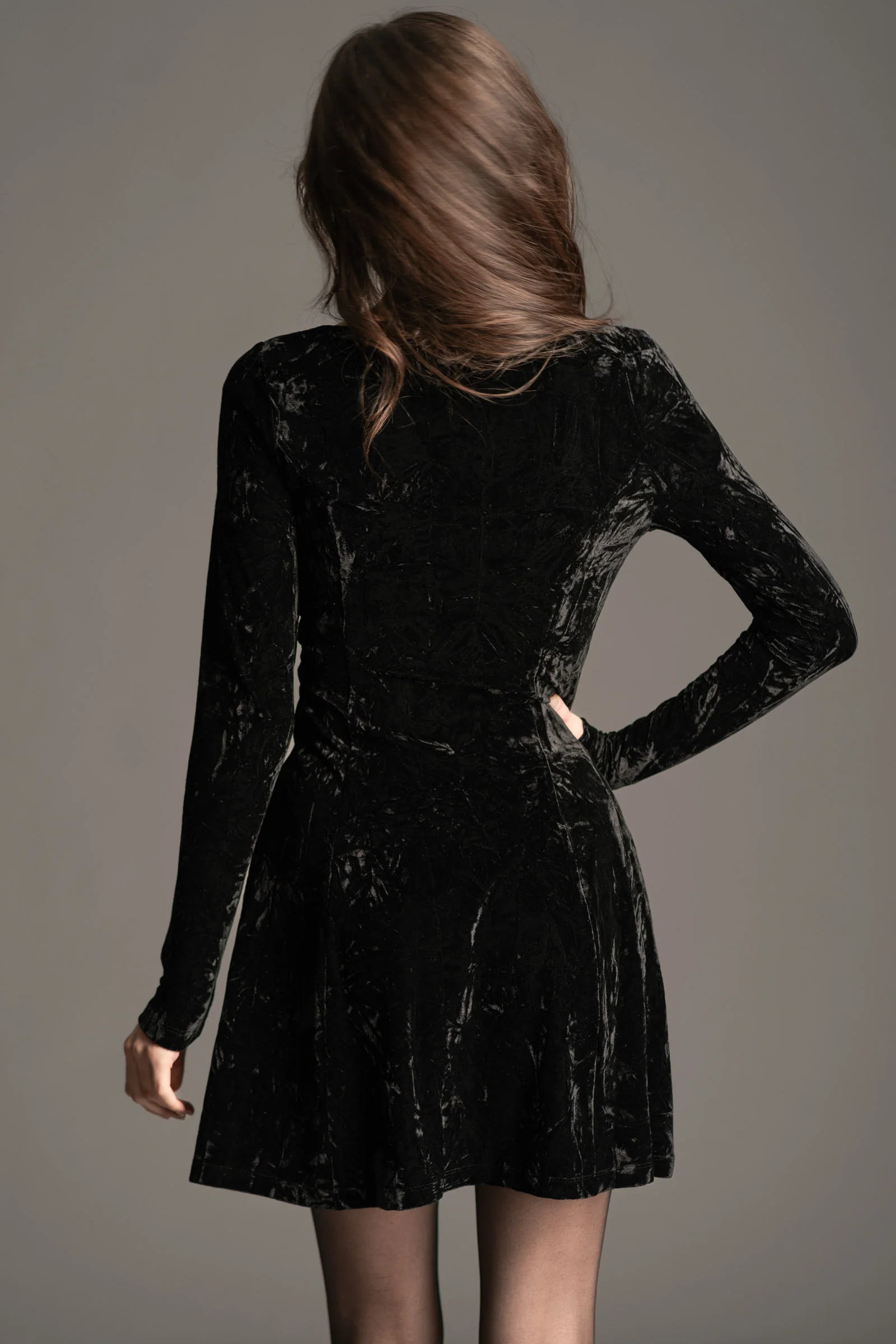 Sweet Jane Black Crushed Mini Dress - Image 5