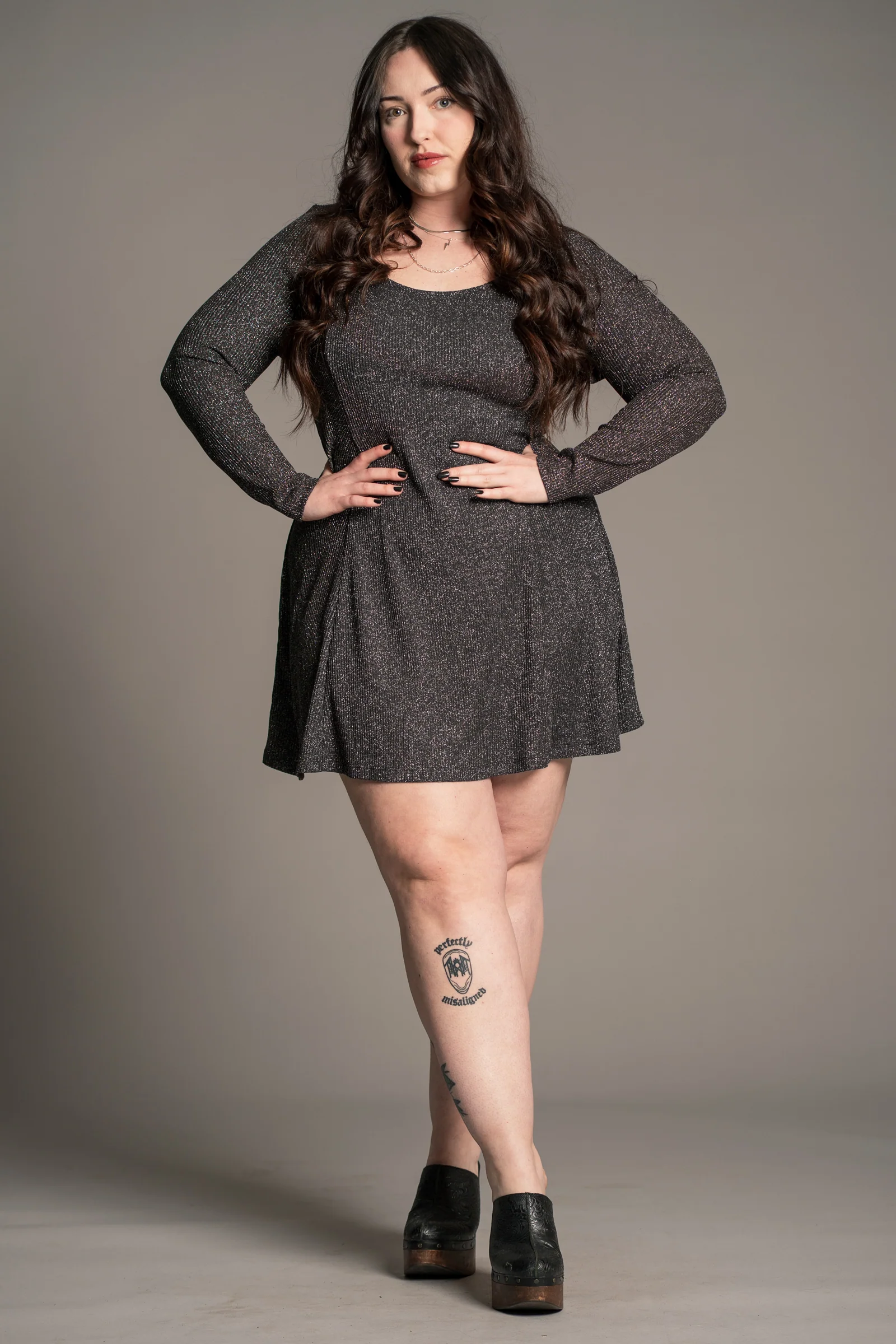 Sweet Jane Gunmetal Shimmer Mini Dress - Image 4