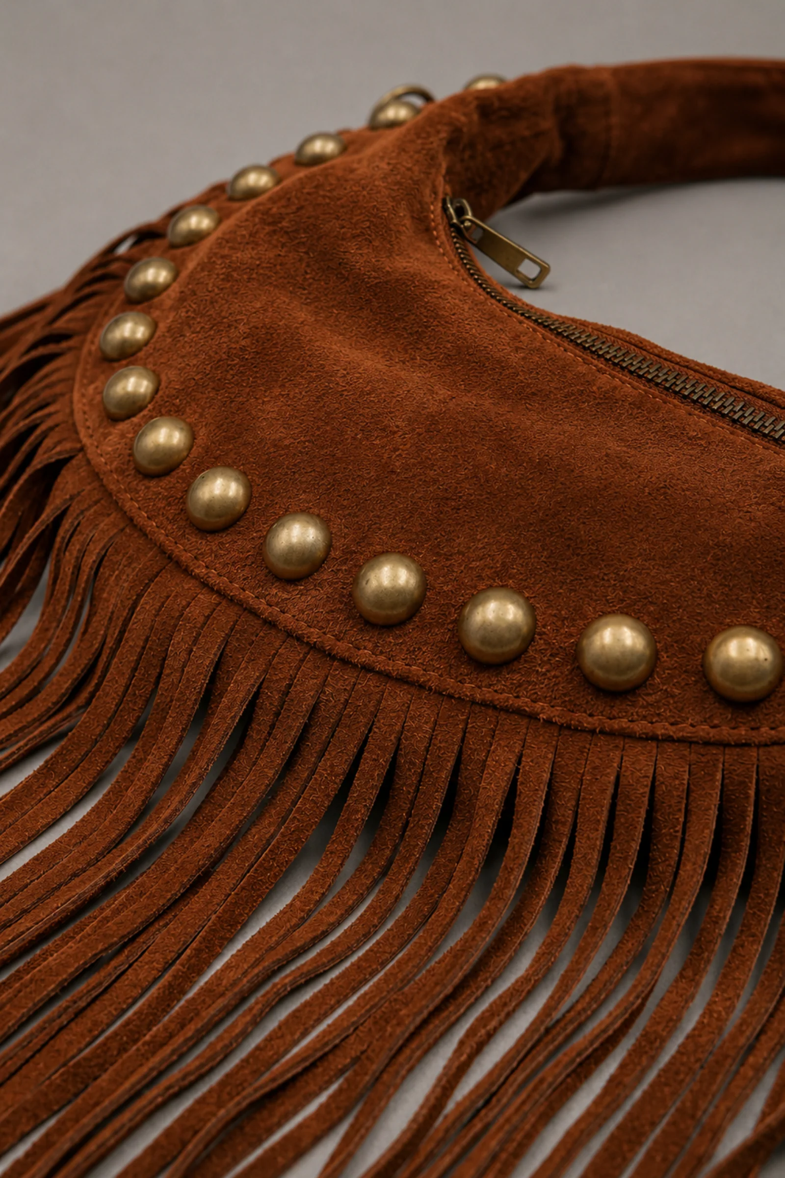 Kate Tan Suede Fringe Studded Bag - Image 5