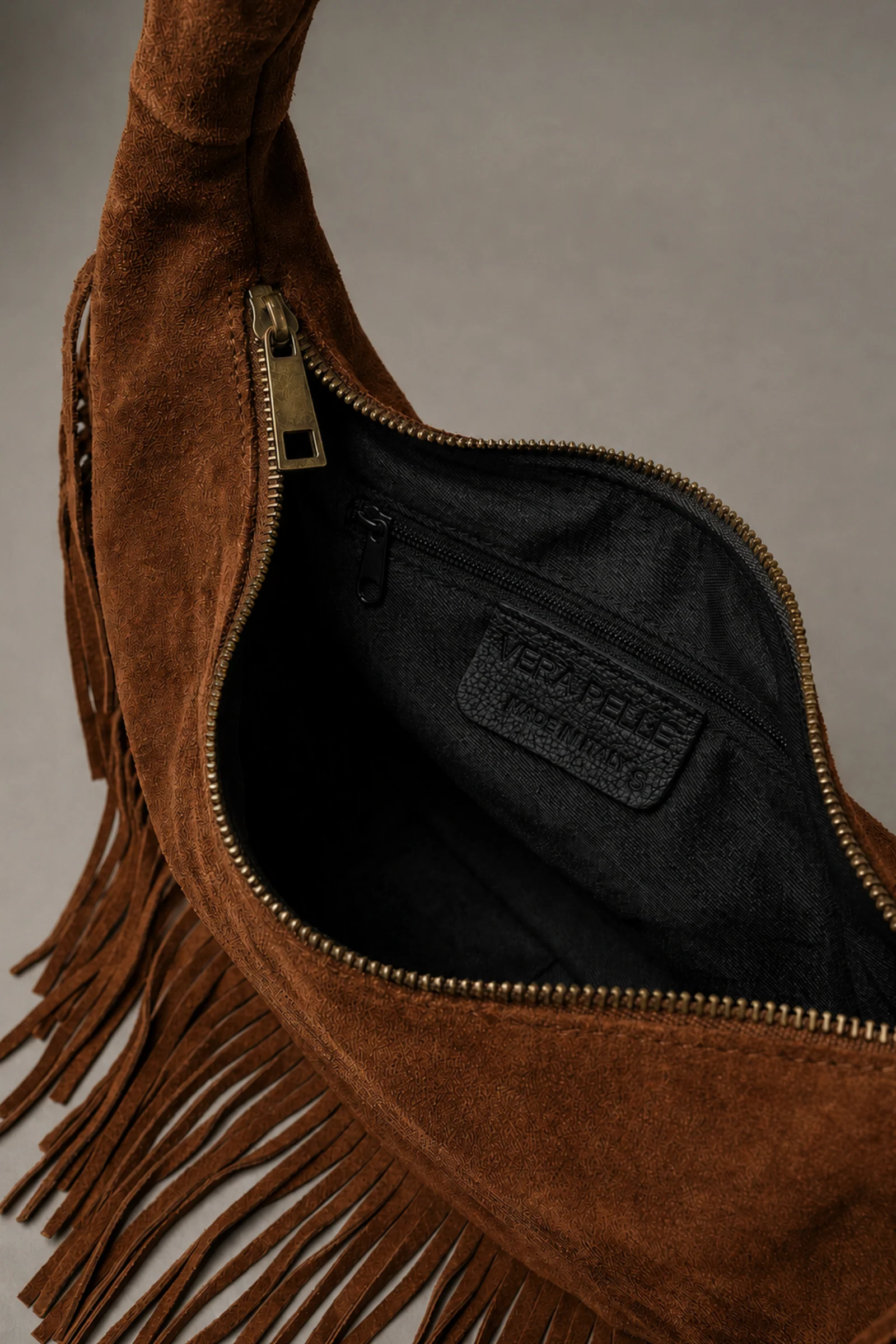 Kate Tan Suede Fringe Studded Bag - Image 6