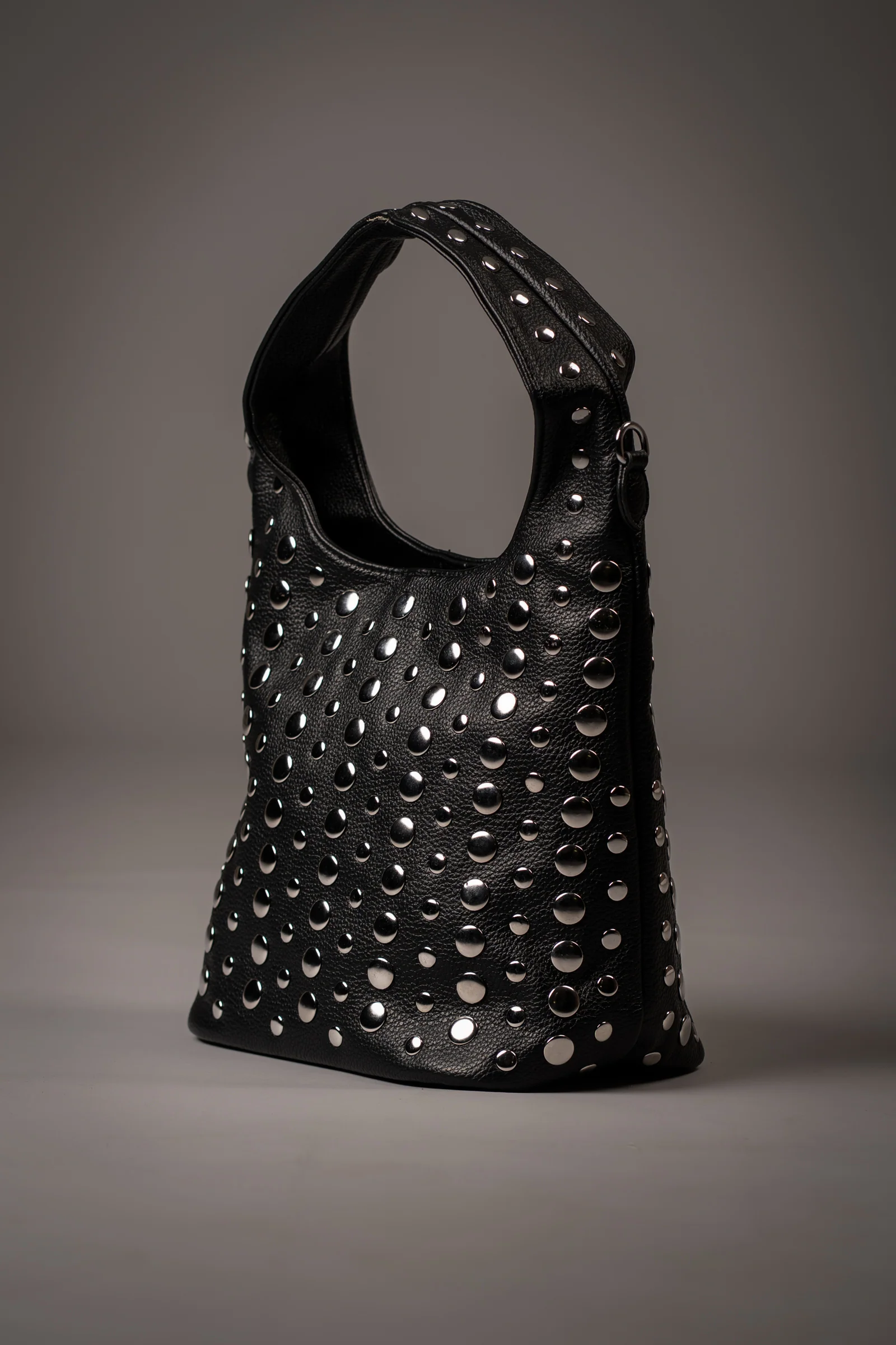 Viva Black Studded Hobo Bag - Image 6